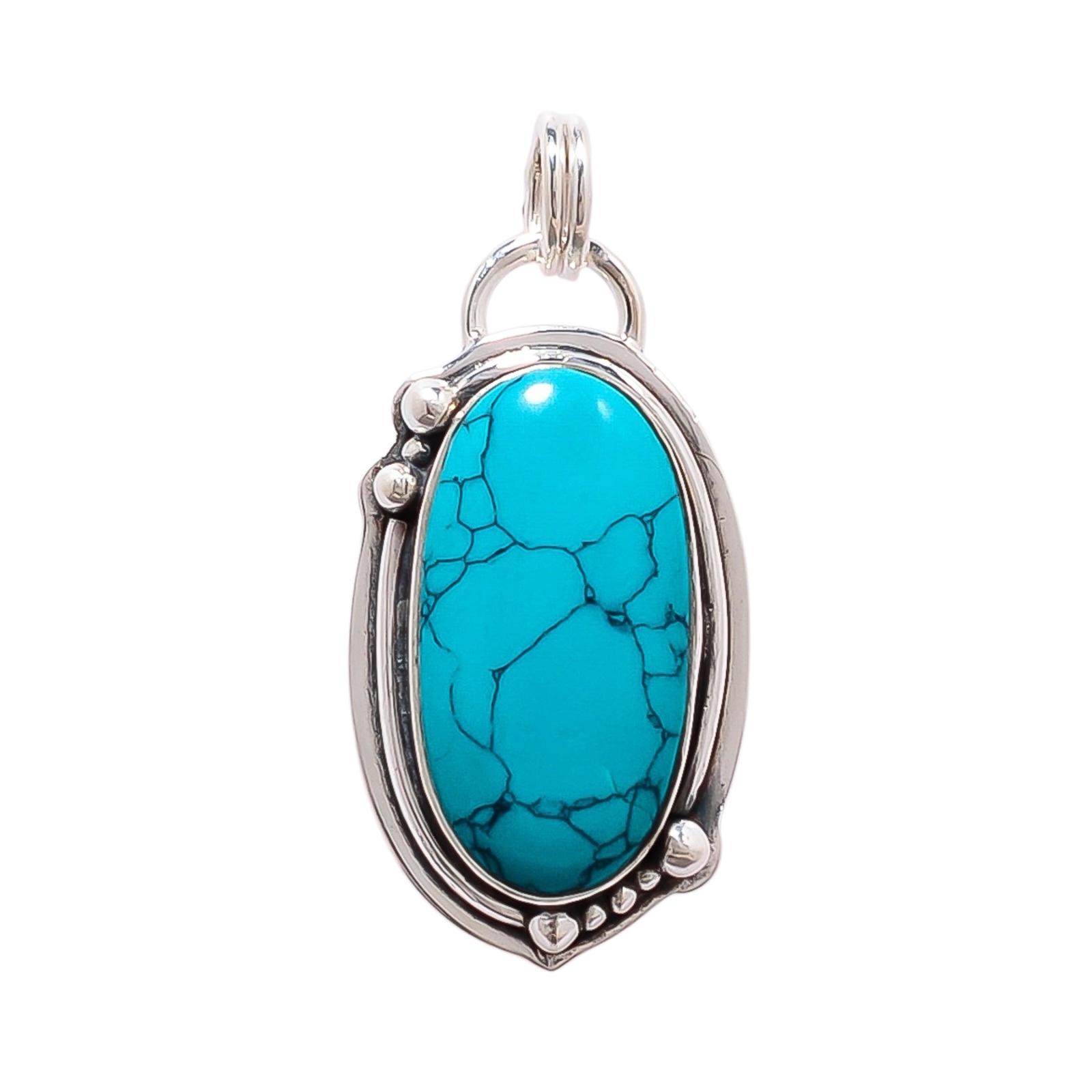 Santa Rosa Copper Turquoise - Simulated 925 Solid Sterling Silver Pendant