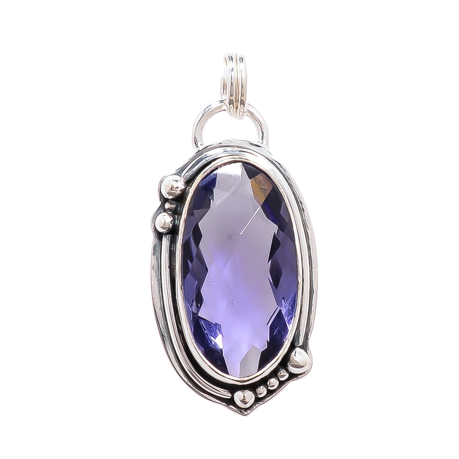 Iolite - Simulated 925 Solid Sterling Silver Pendant