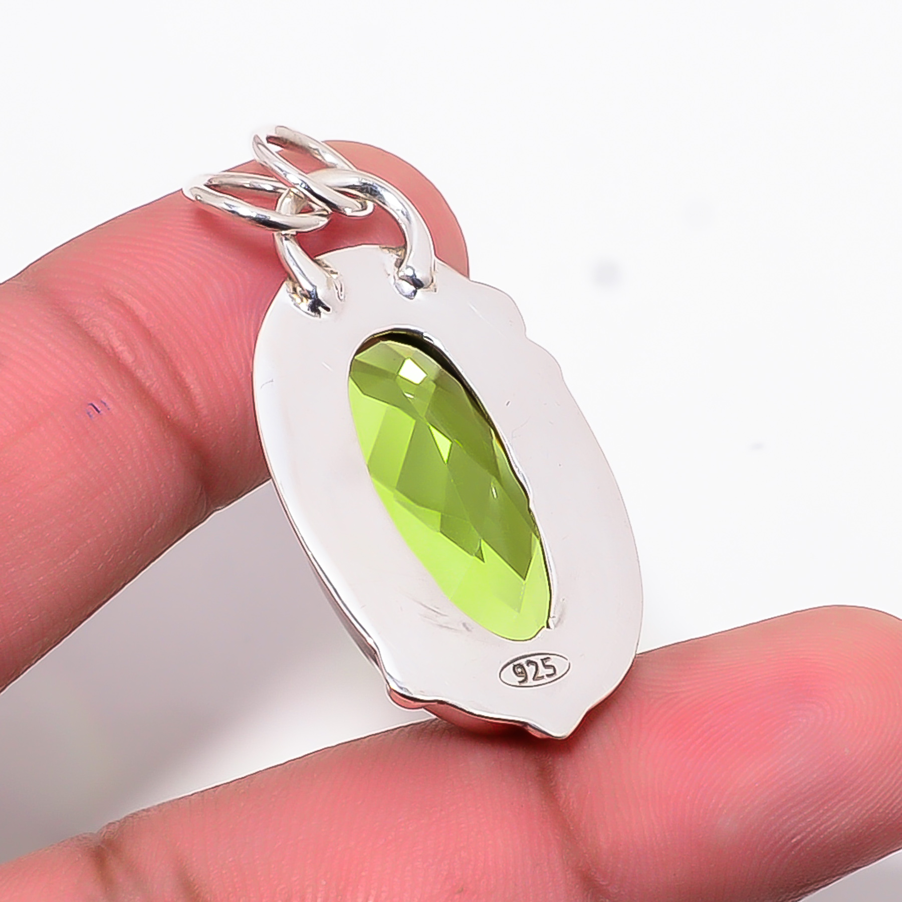 Peridot - Simulated 925 Solid Sterling Silver Pendant