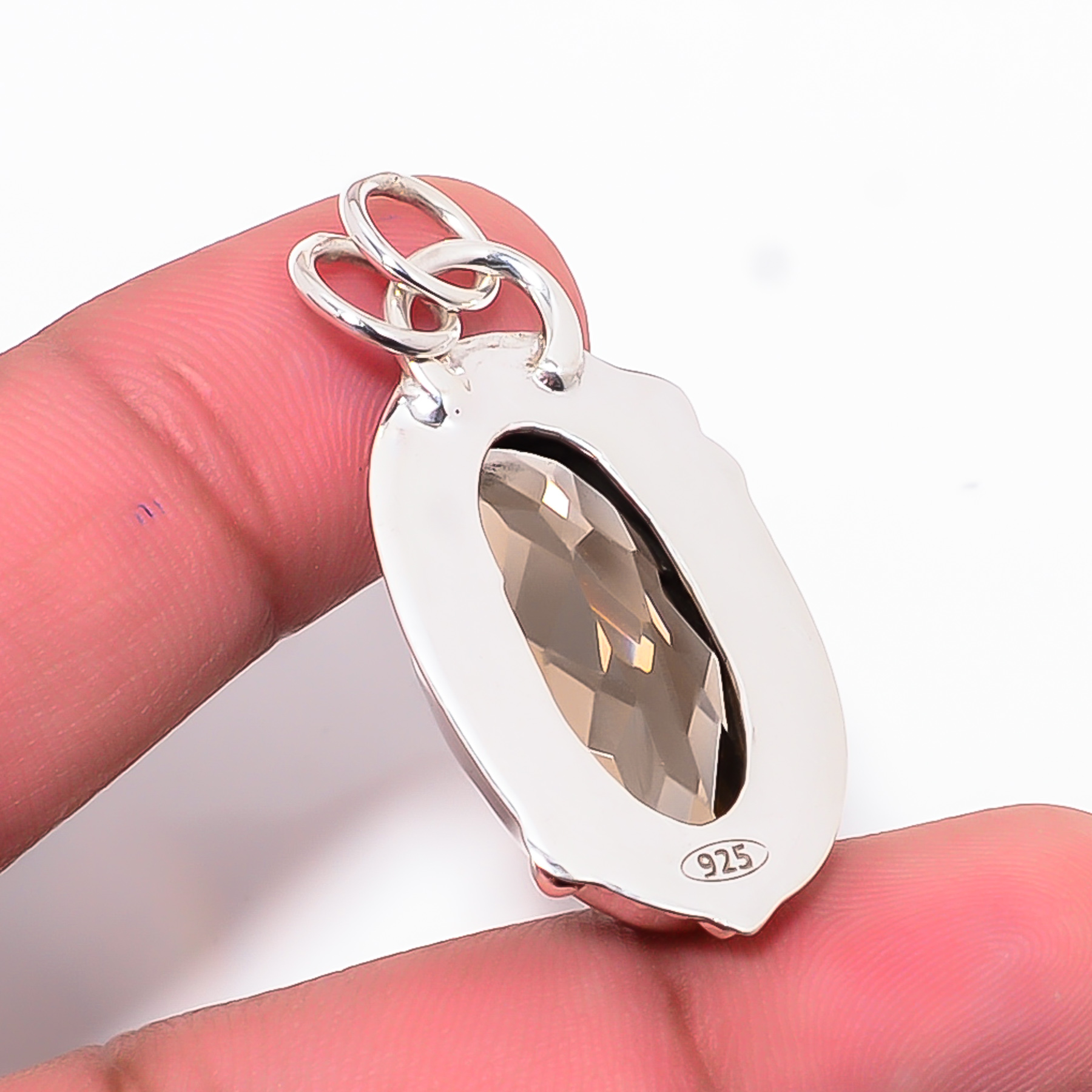 Smokey - Simulated 925 Solid Sterling Silver Pendant