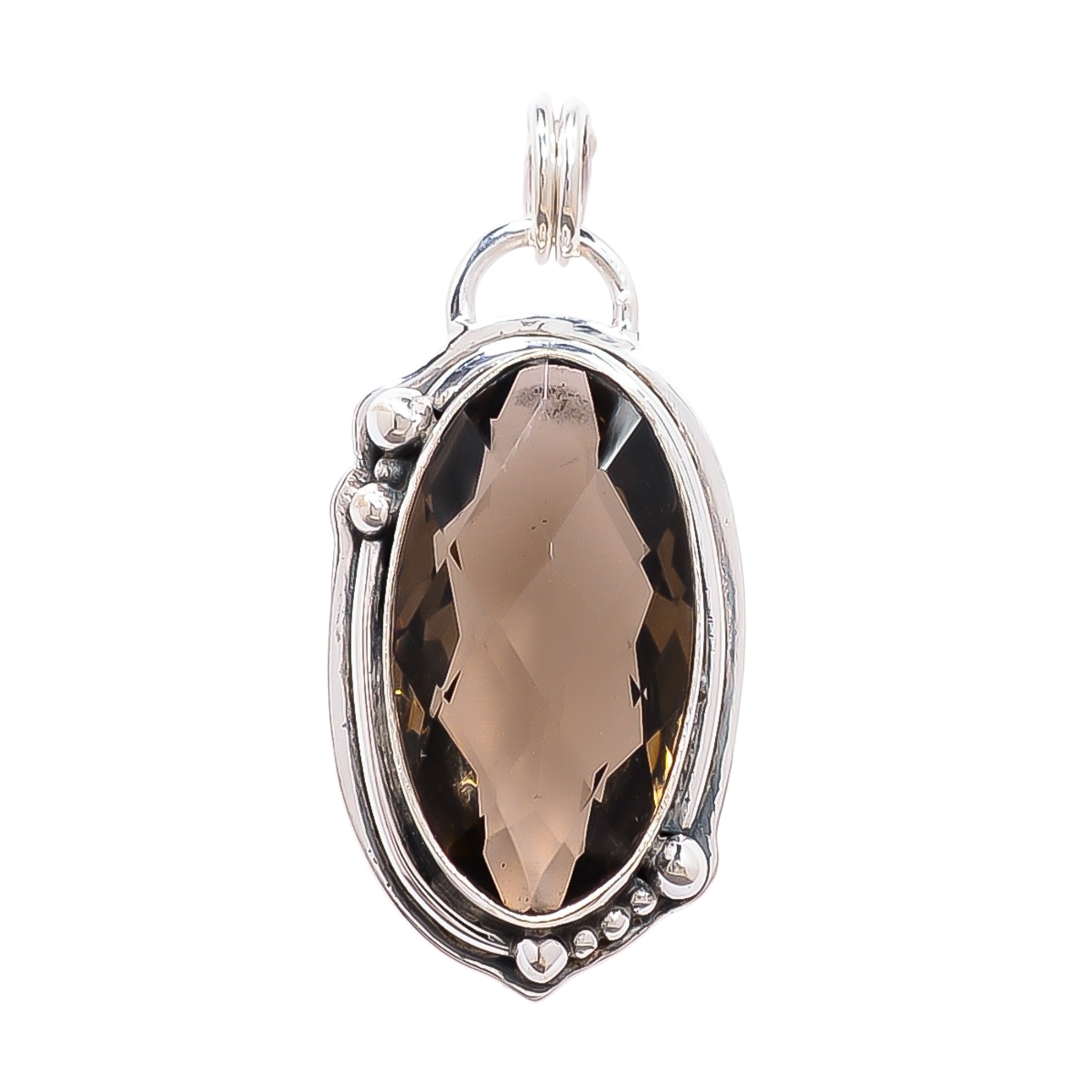 Smokey - Simulated 925 Solid Sterling Silver Pendant