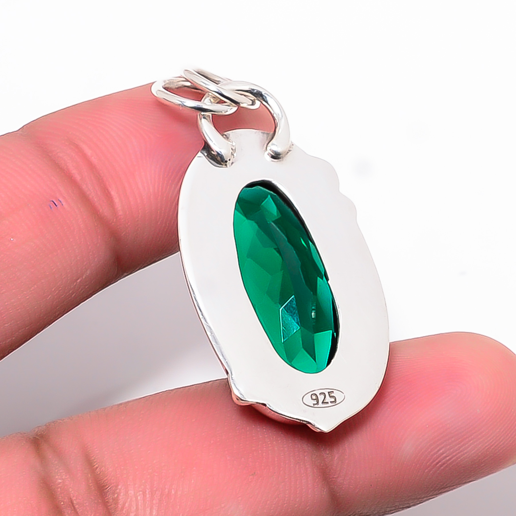 Chrome Diopside - Simulated 925 Solid Sterling Silver Pendant