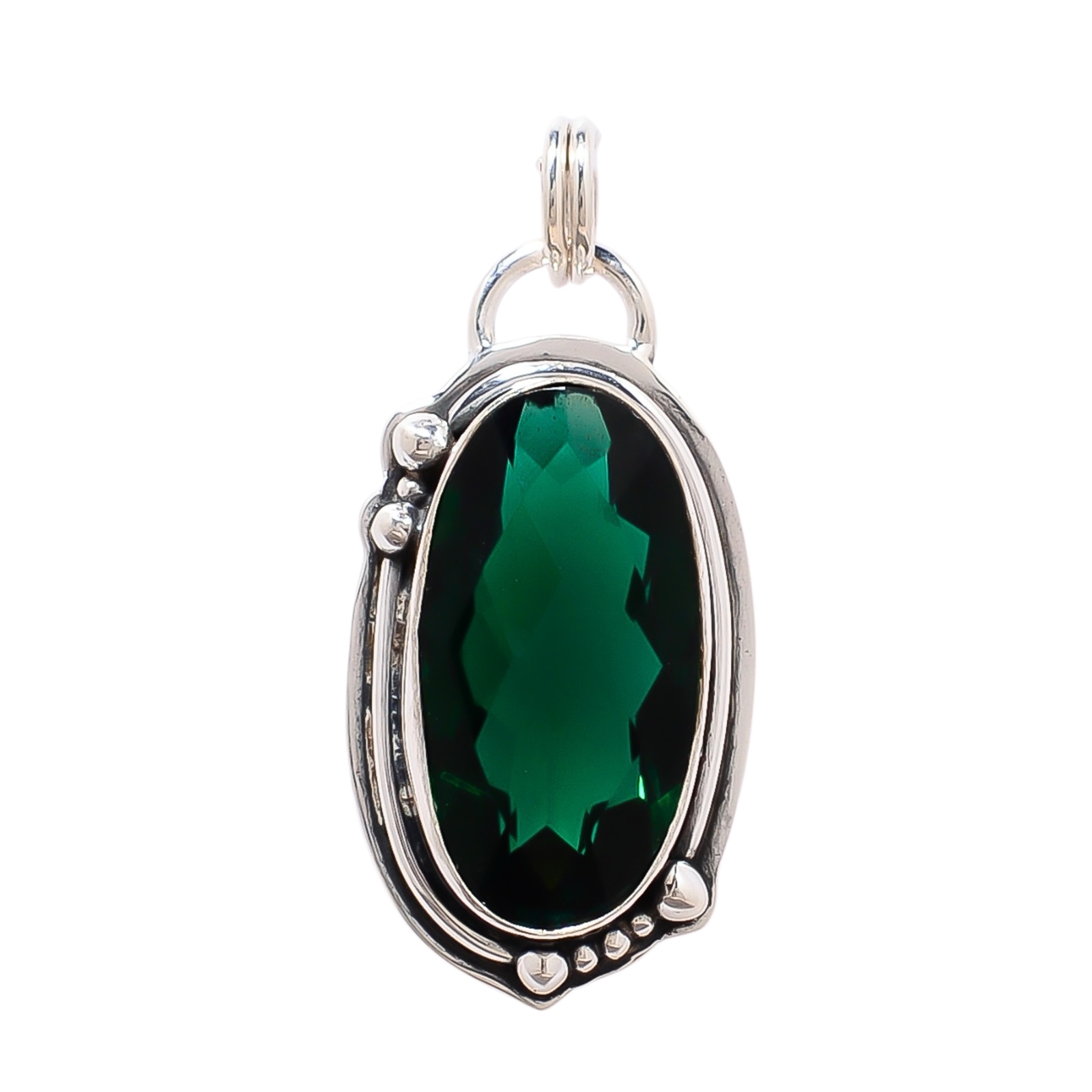 Chrome Diopside - Simulated 925 Solid Sterling Silver Pendant