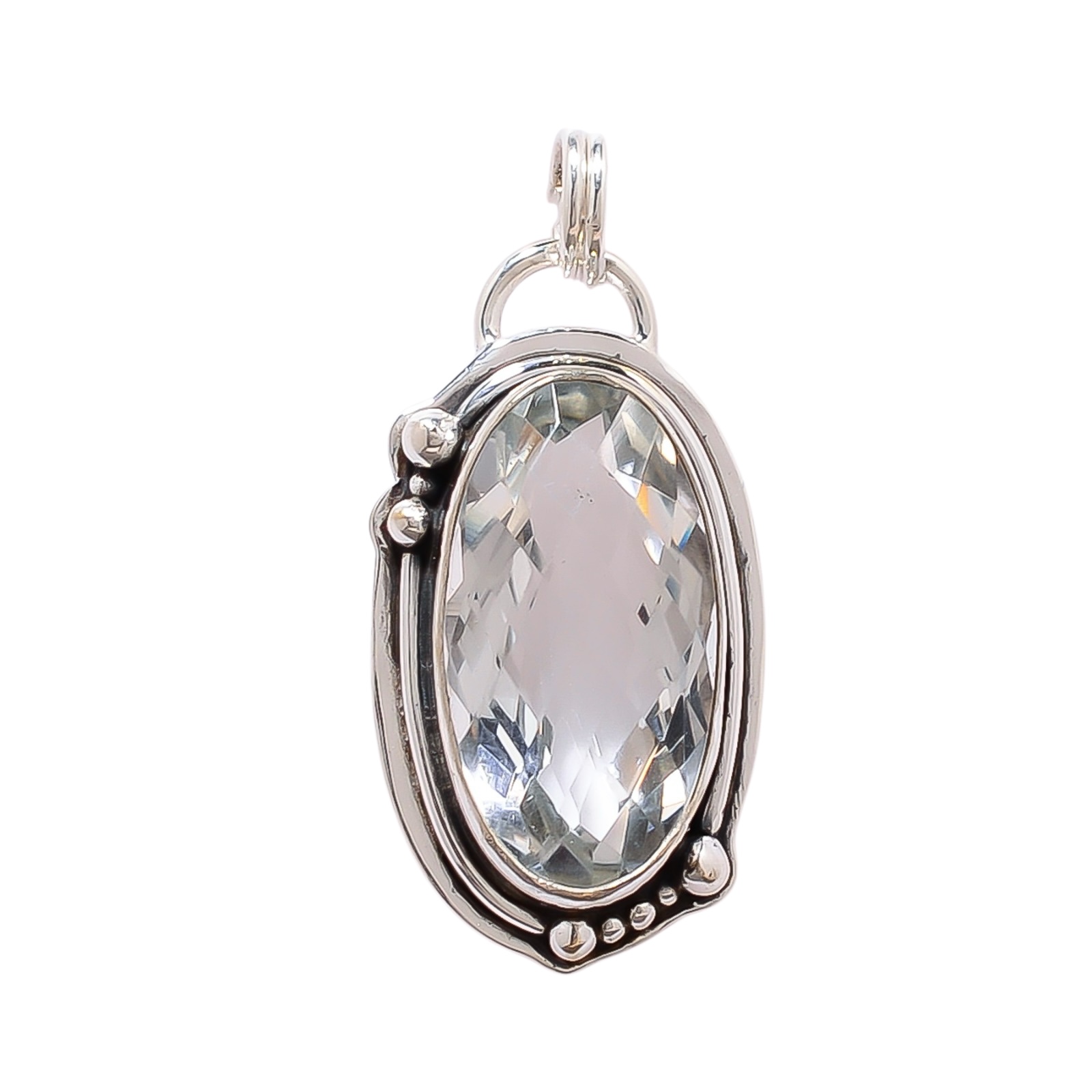 White Topaz - Simulated 925 Solid Sterling Silver Pendant