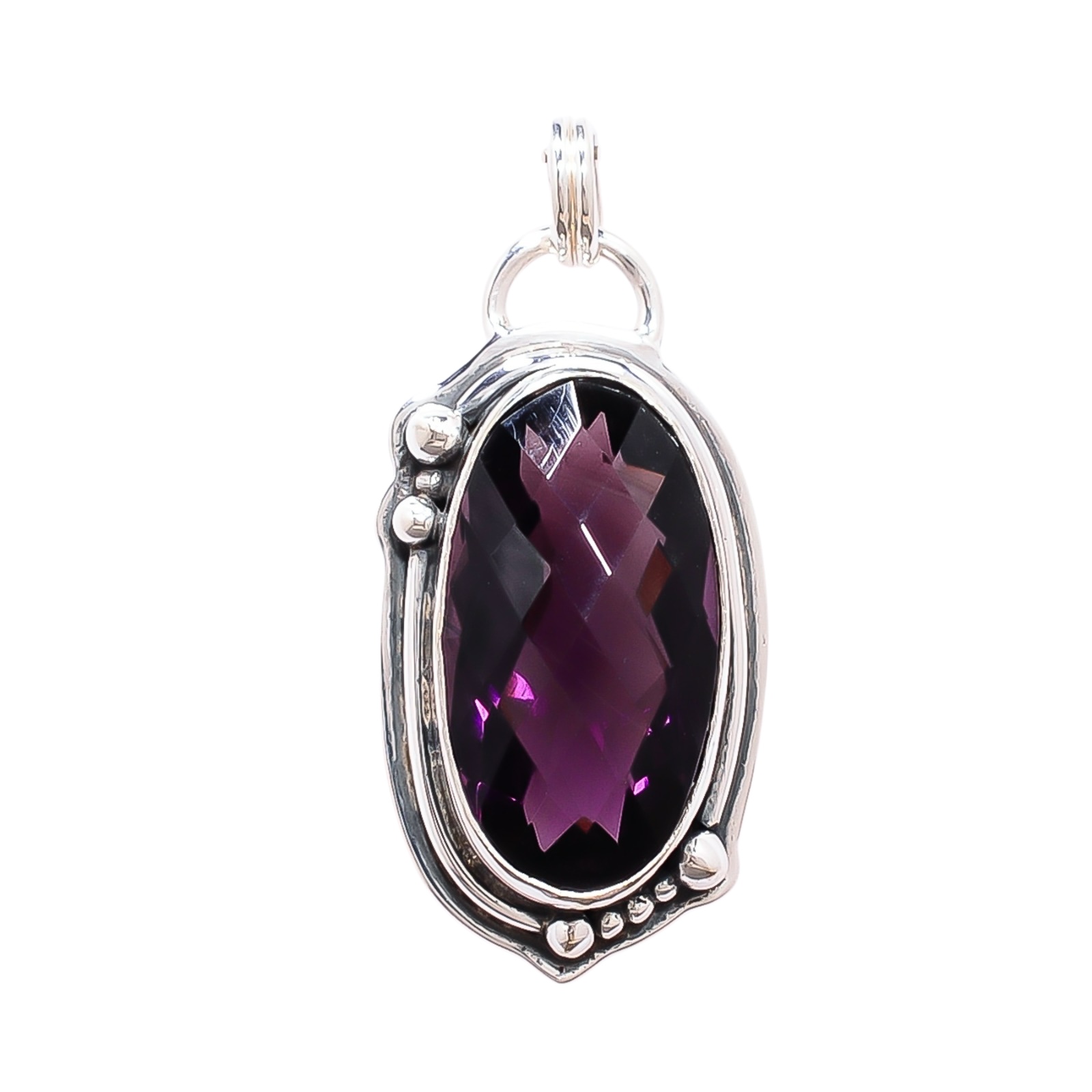Purple Amethyst - Simulated 925 Solid Sterling Silver Pendant