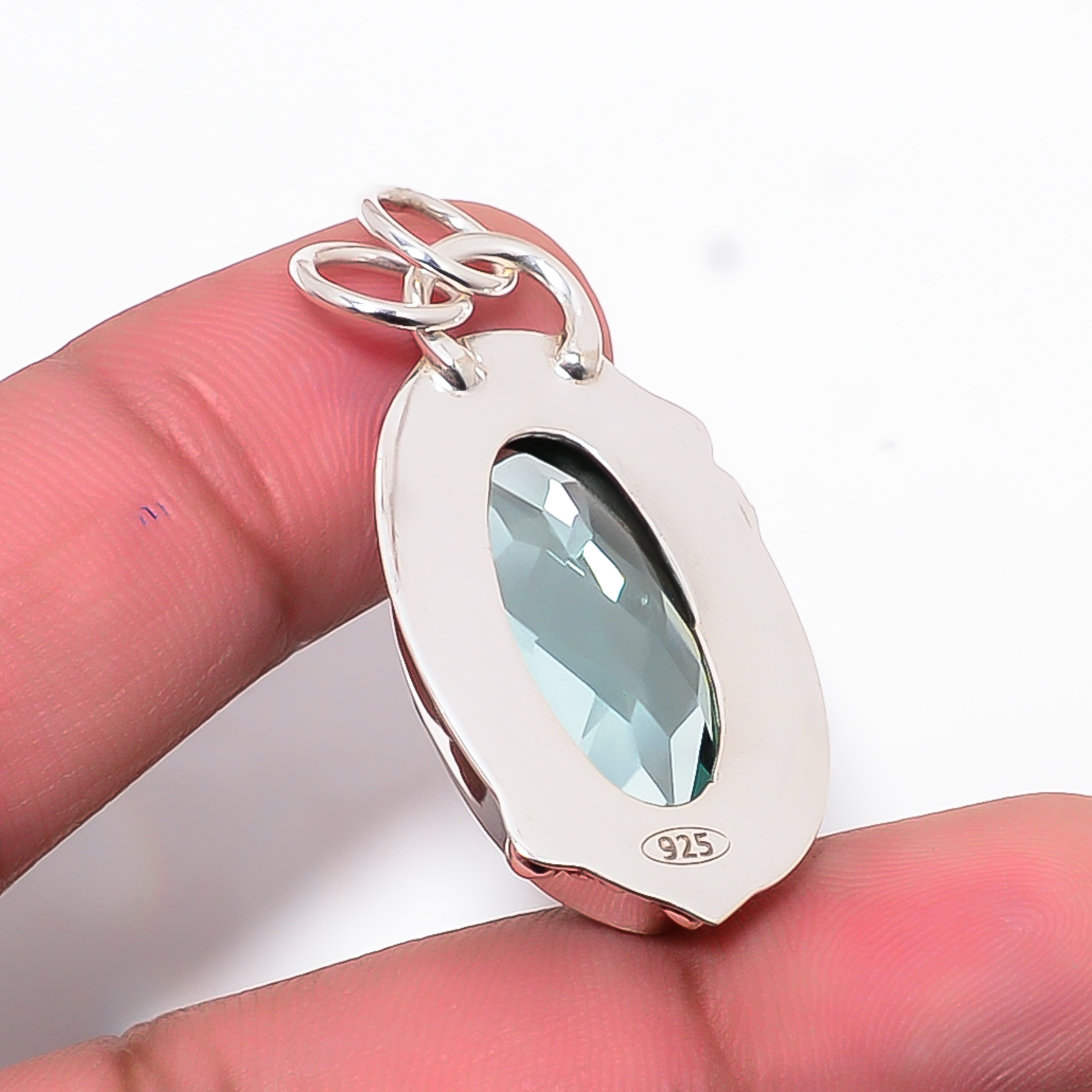 Apatite - Simulated 925 Solid Sterling Silver Pendant