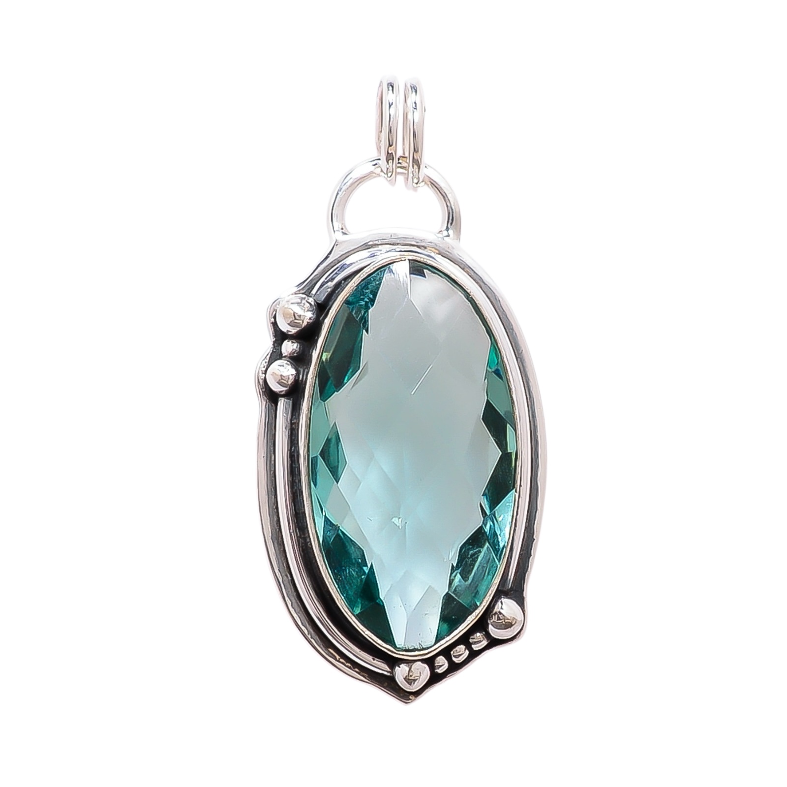 Apatite - Simulated 925 Solid Sterling Silver Pendant