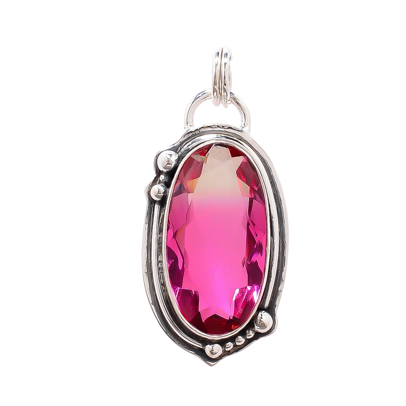 Bi-Colour Tourmaline - Simulated 925 Solid Sterling Silver Pendant