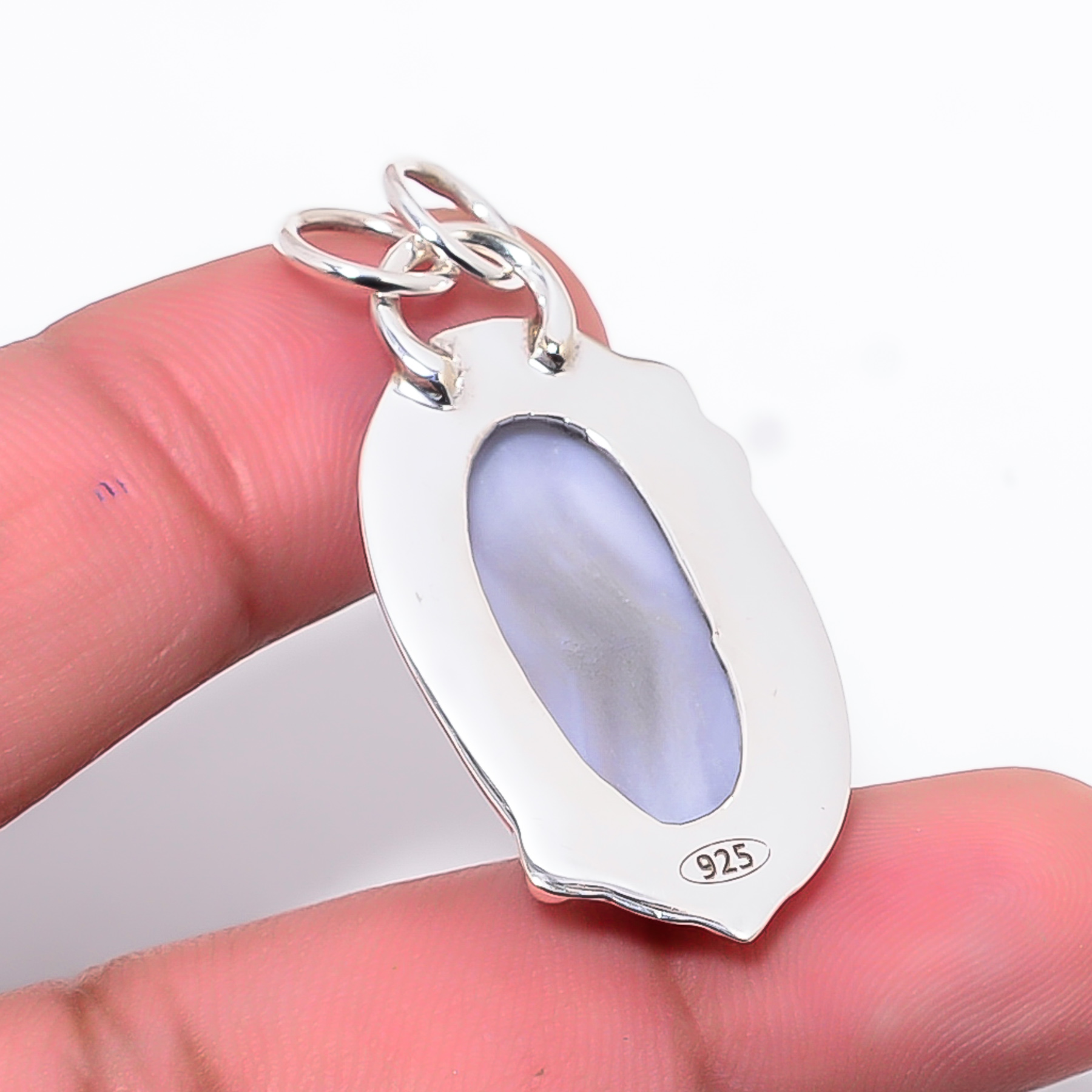 Blue Lace Agate - Namibia 925 Solid Sterling Silver Pendant