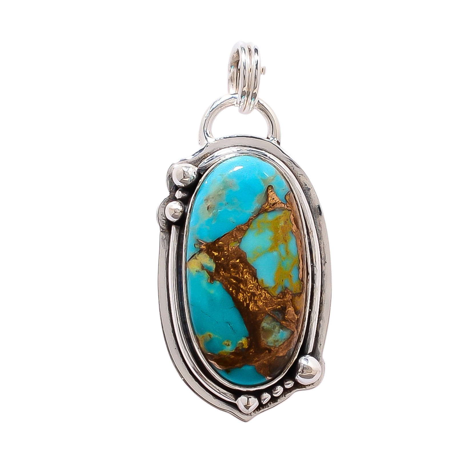 Copper Turquoise - Pilot Mountain 925 Solid Sterling Silver Pendant
