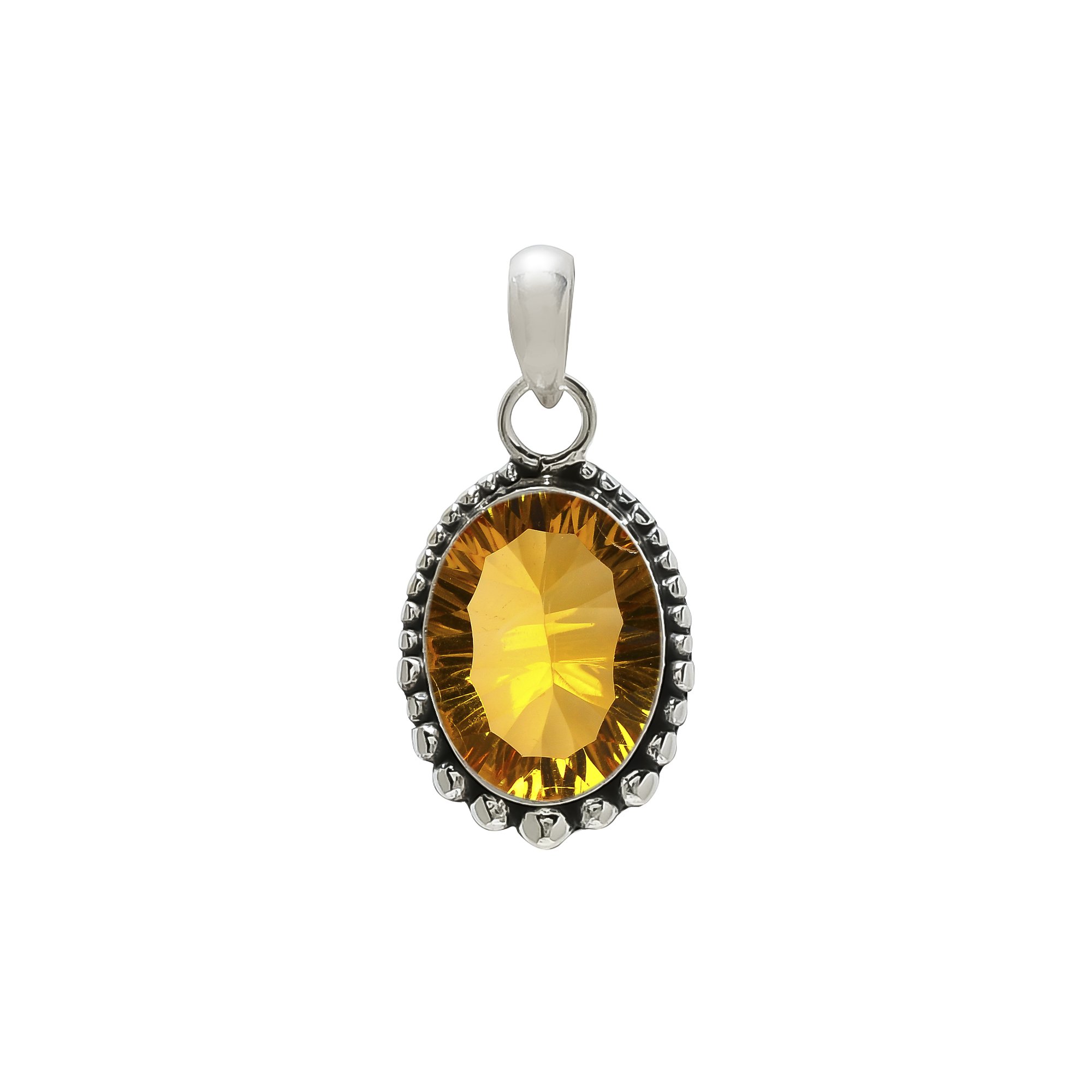 Citrine - Simulated 925 Solid Sterling Silver Pendant