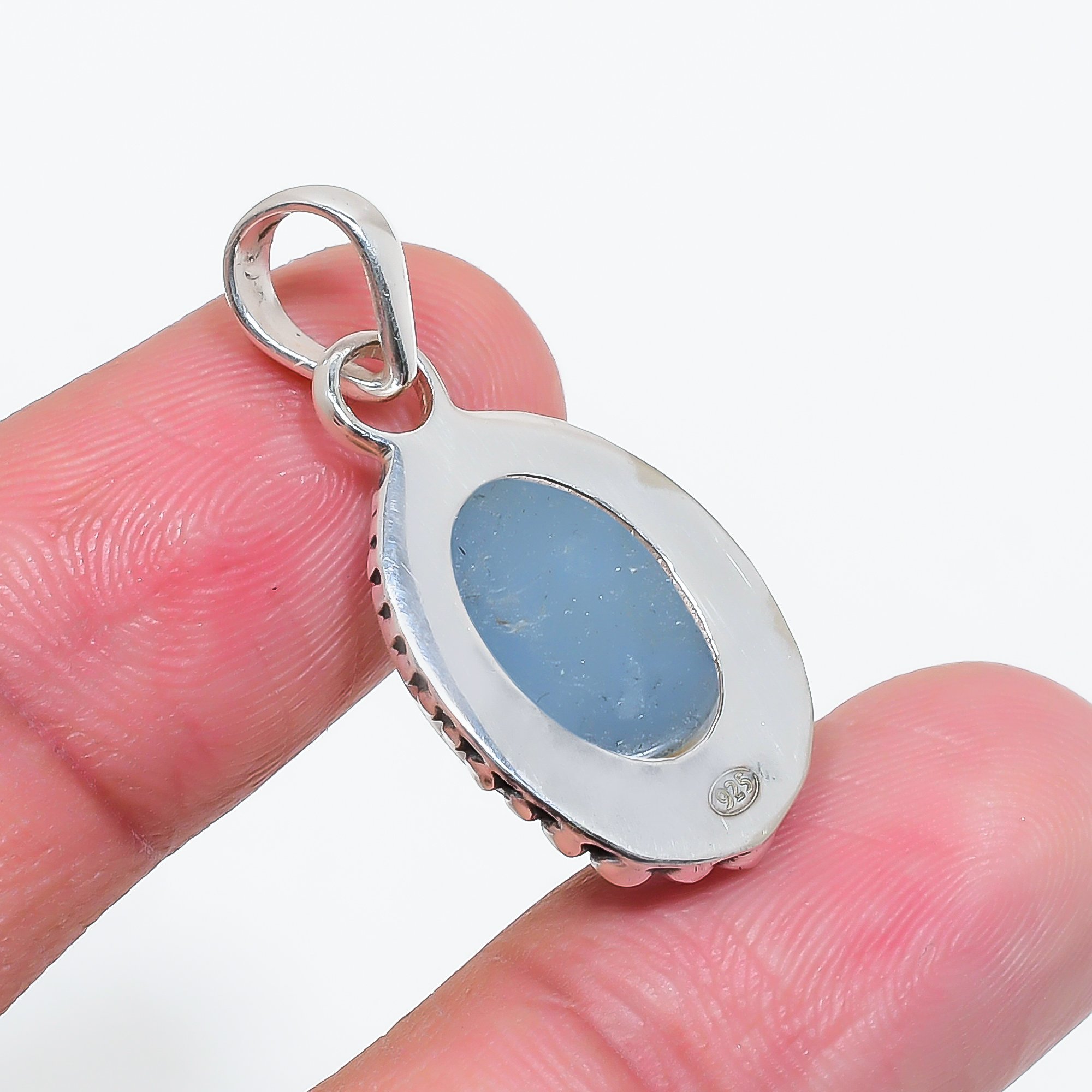 Electric Blue Titanium Agate Drusy 925 Solid Sterling Silver Pendant