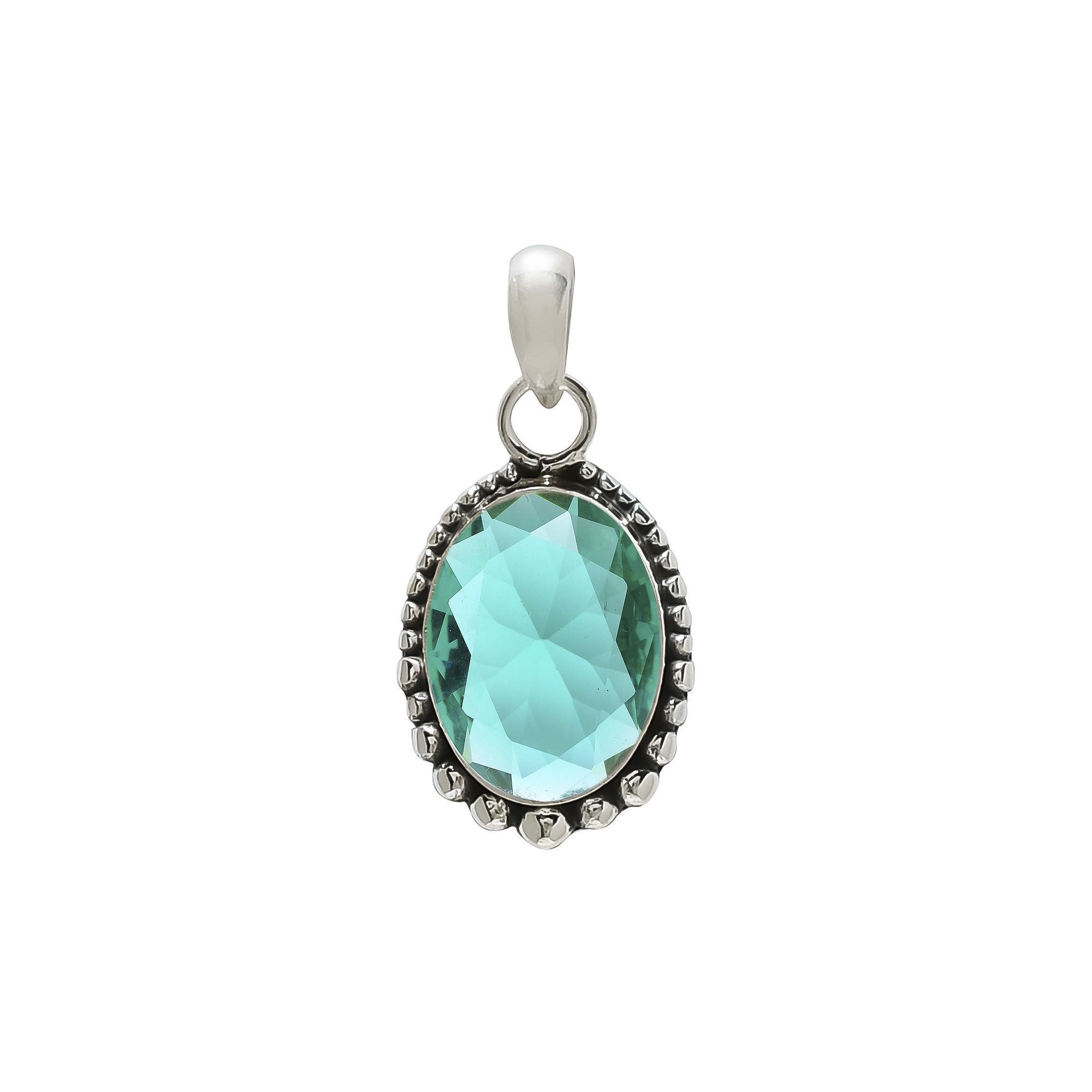 Apatite - Simulated 925 Solid Sterling Silver Pendant