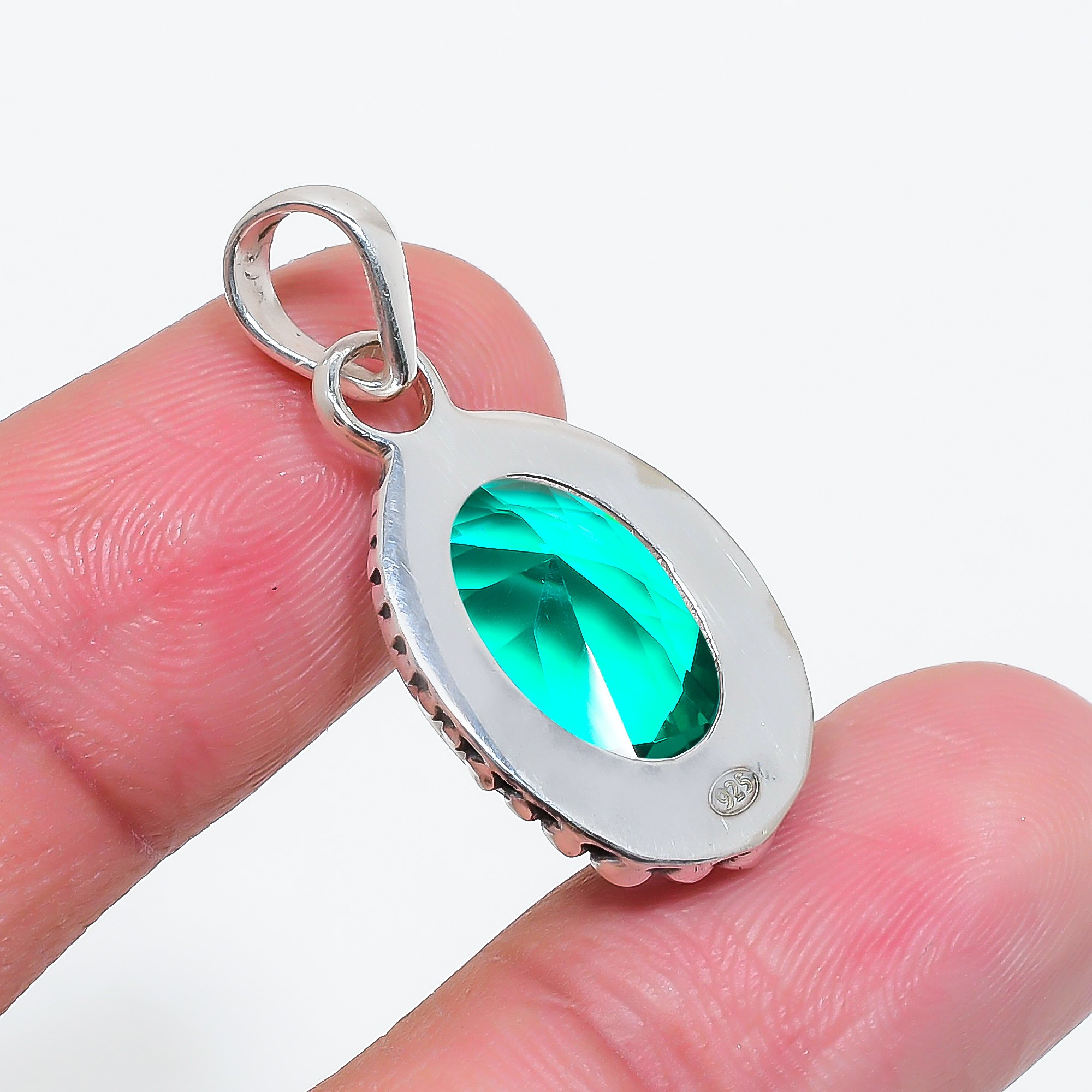 Apatite - Simulated 925 Solid Sterling Silver Pendant