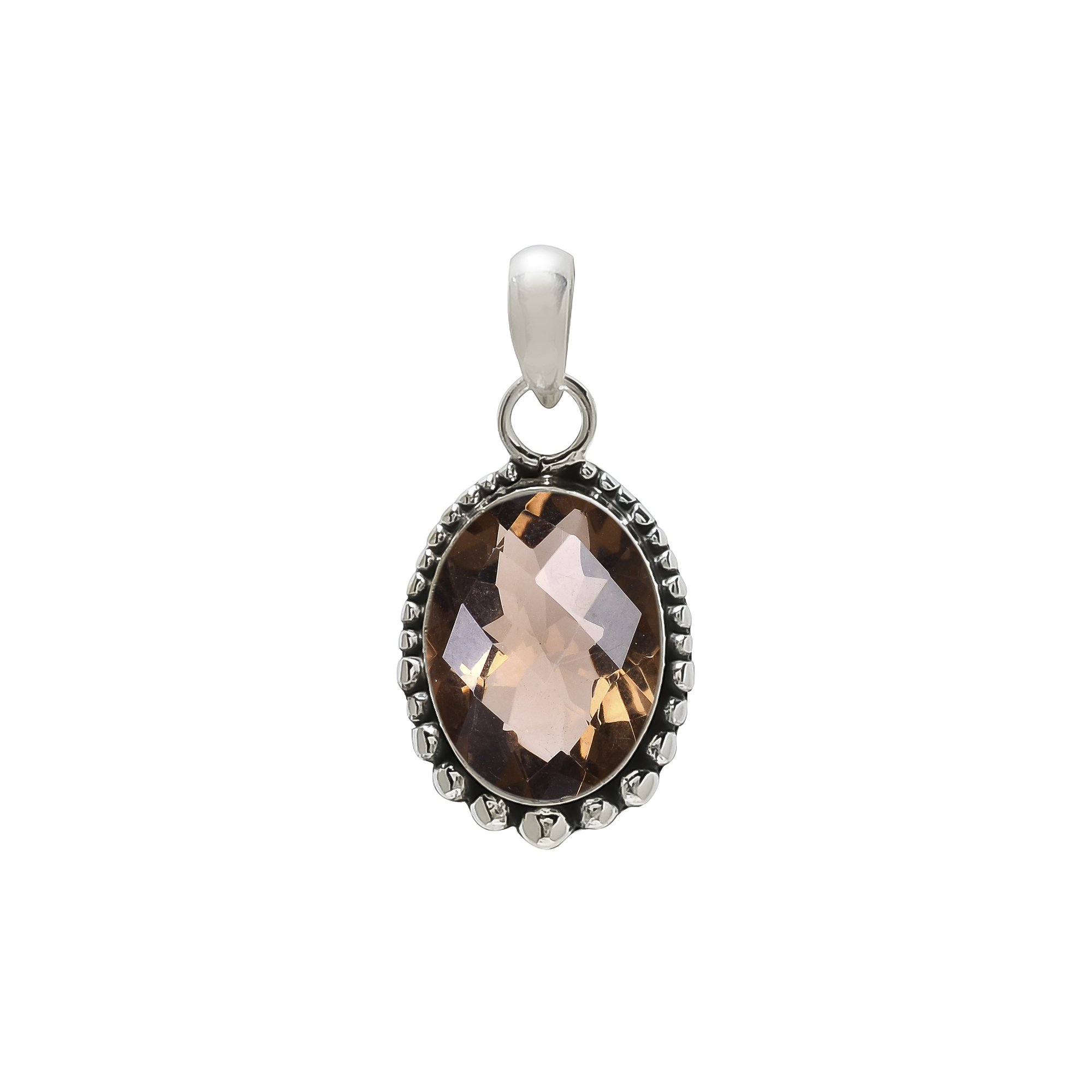 Smokey - Simulated 925 Solid Sterling Silver Pendant