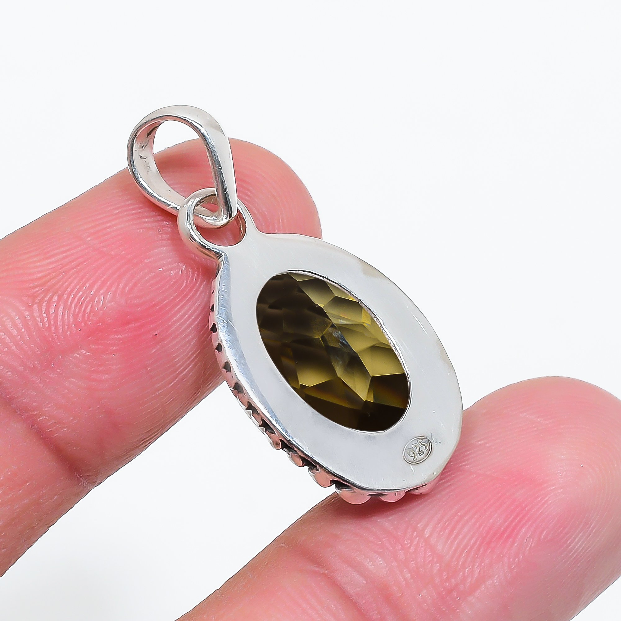 Smokey - Simulated 925 Solid Sterling Silver Pendant