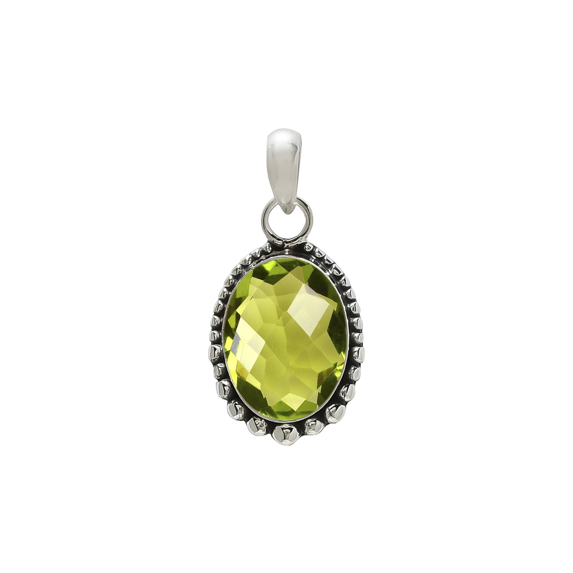Peridot - Simulated 925 Solid Sterling Silver Pendant