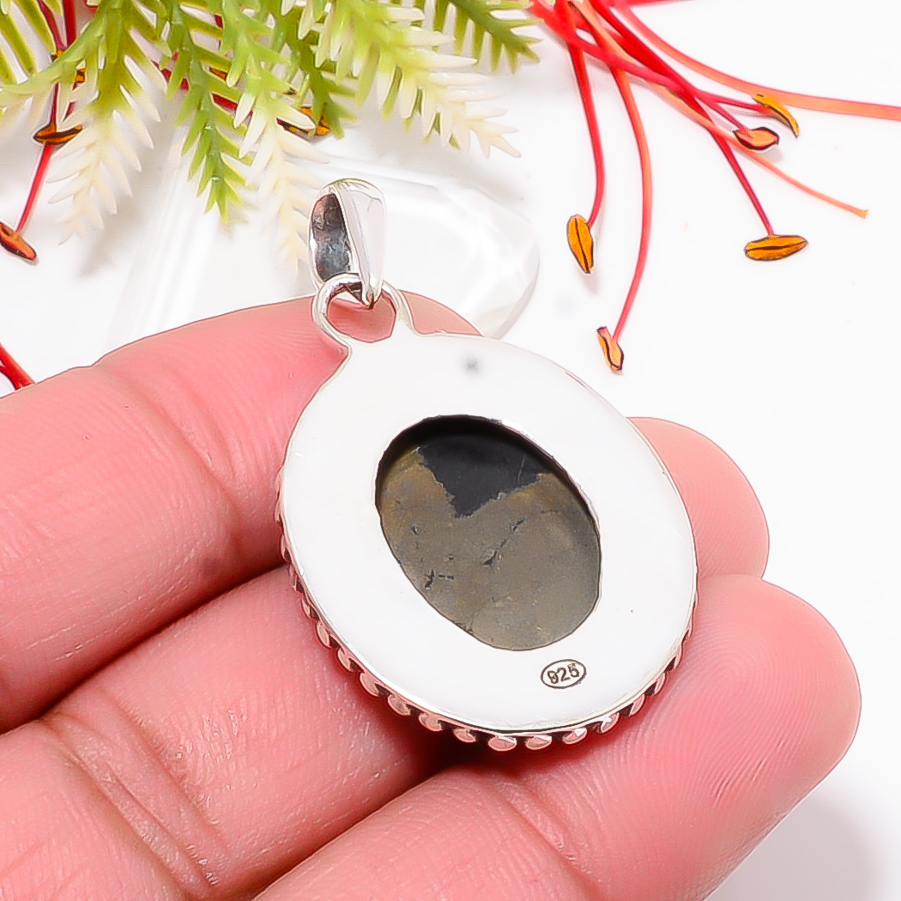 Healer'S Gold Pyrite In Magnetite 925 Solid Sterling Silver Pendant