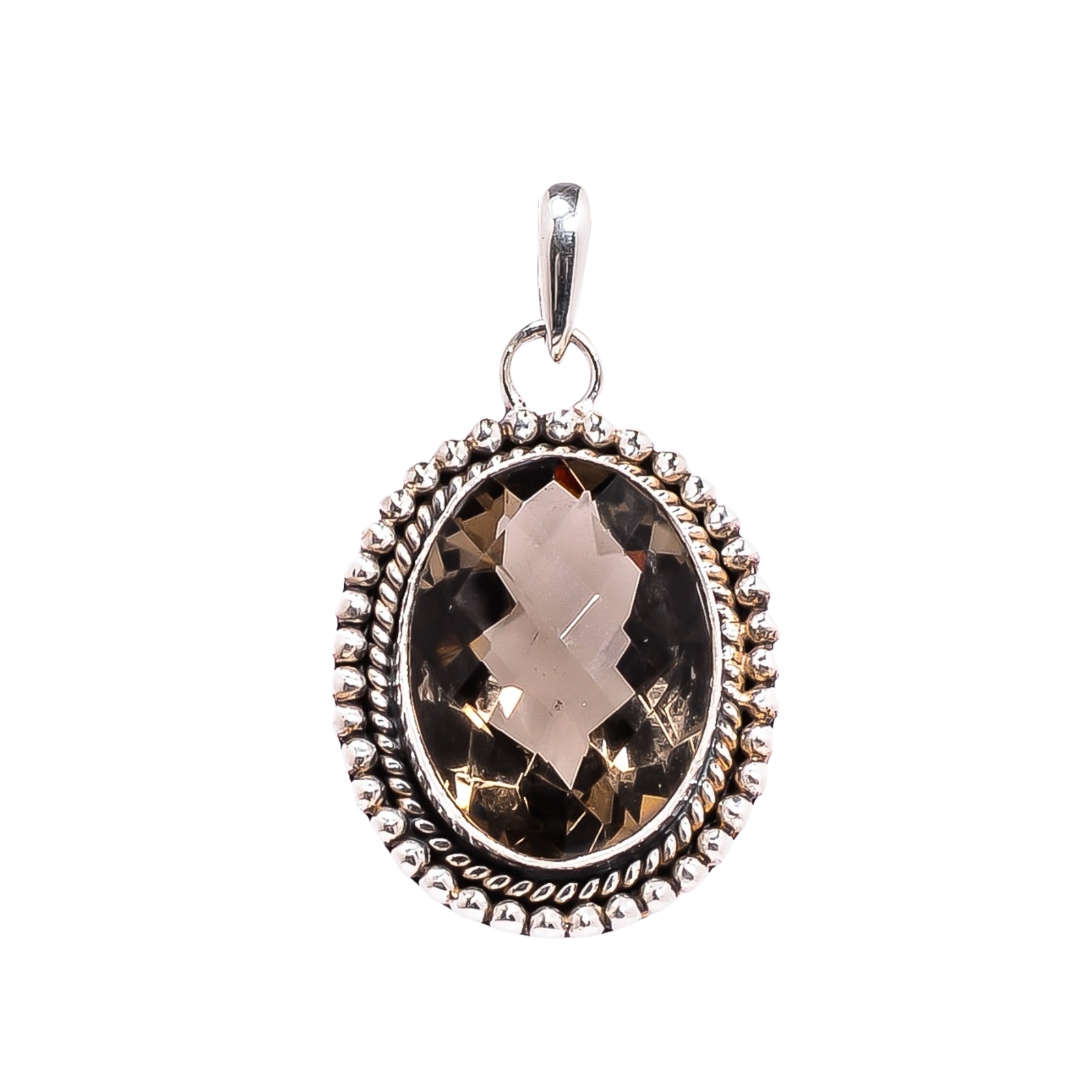 Smokey - Simulated 925 Solid Sterling Silver Pendant
