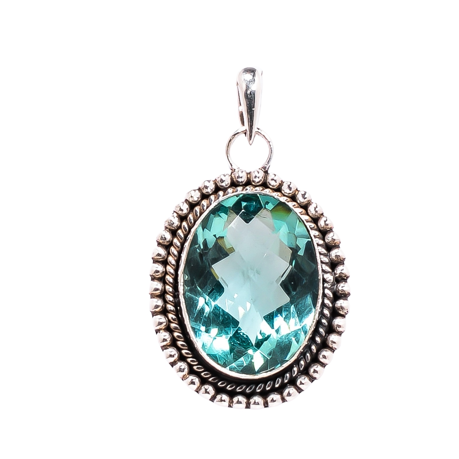 Apatite - Simulated 925 Solid Sterling Silver Pendant