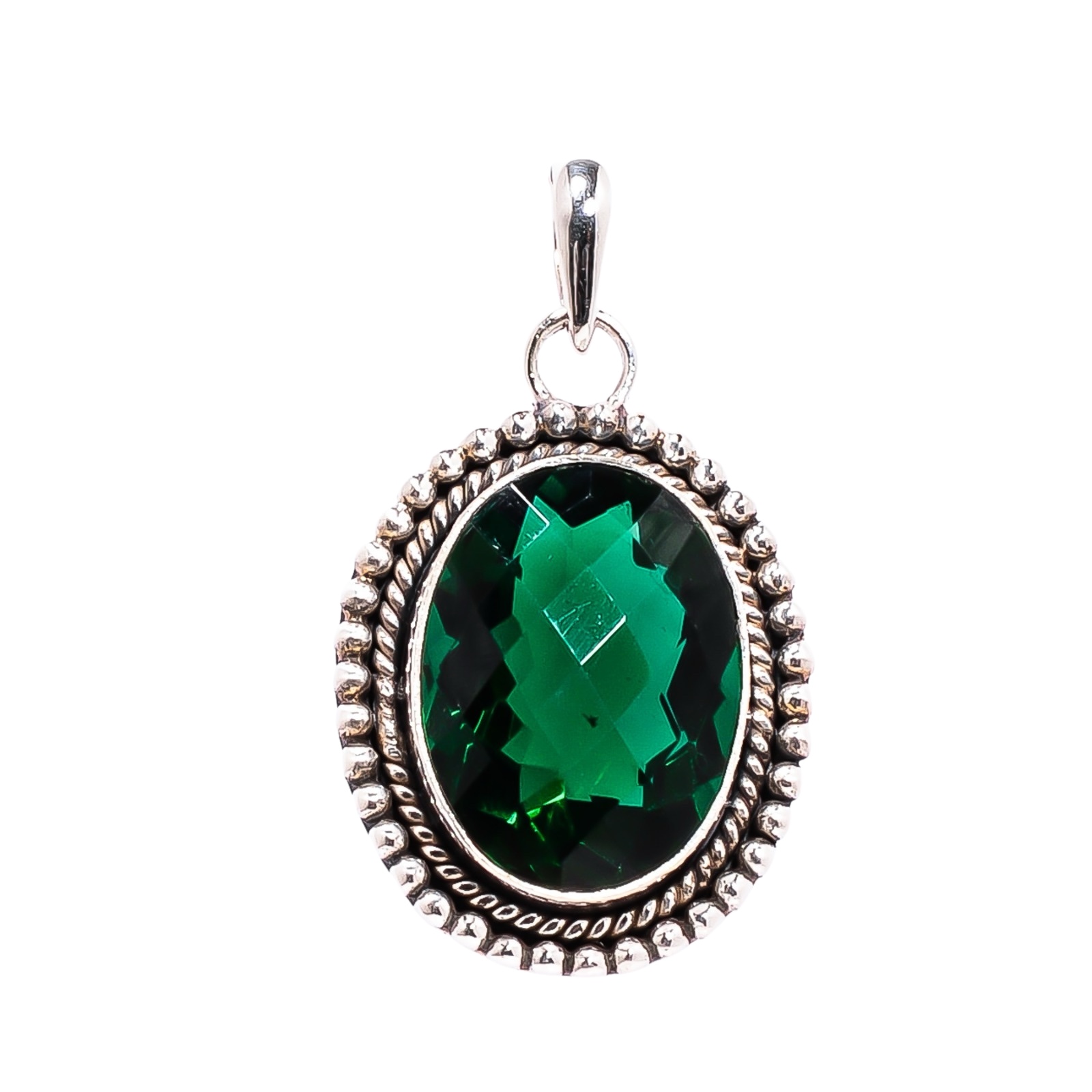 Chrome Diopside - Simulated 925 Solid Sterling Silver Pendant