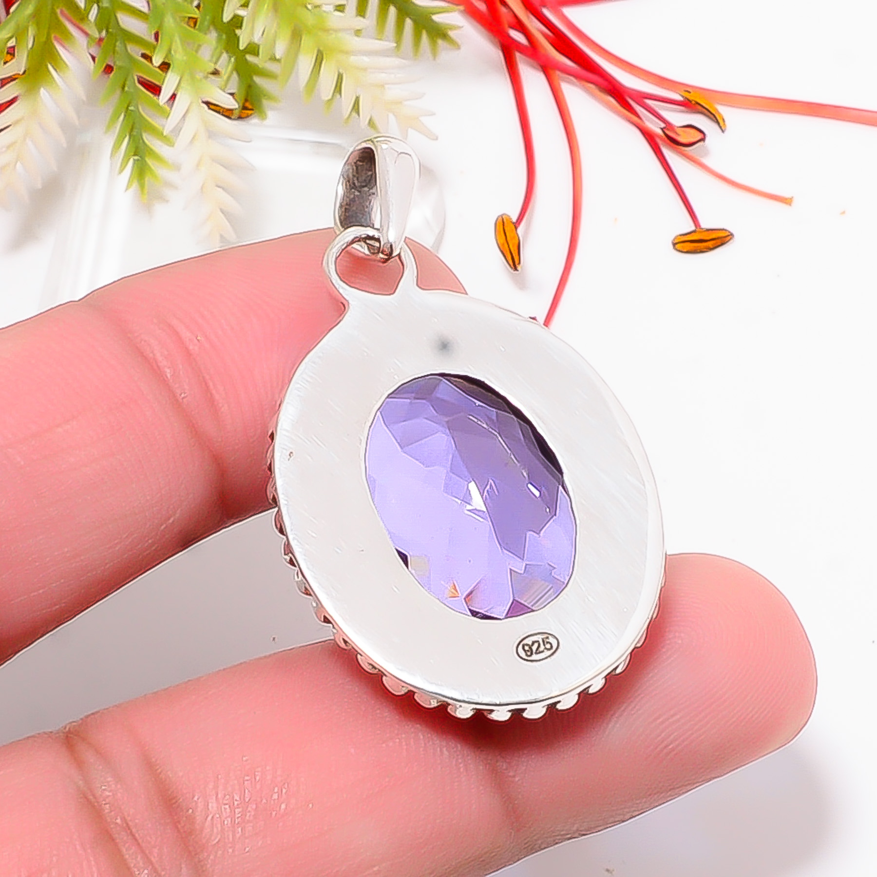 Colour Changing Alexandrite - Simulated 925 Solid Sterling Silver Pendant