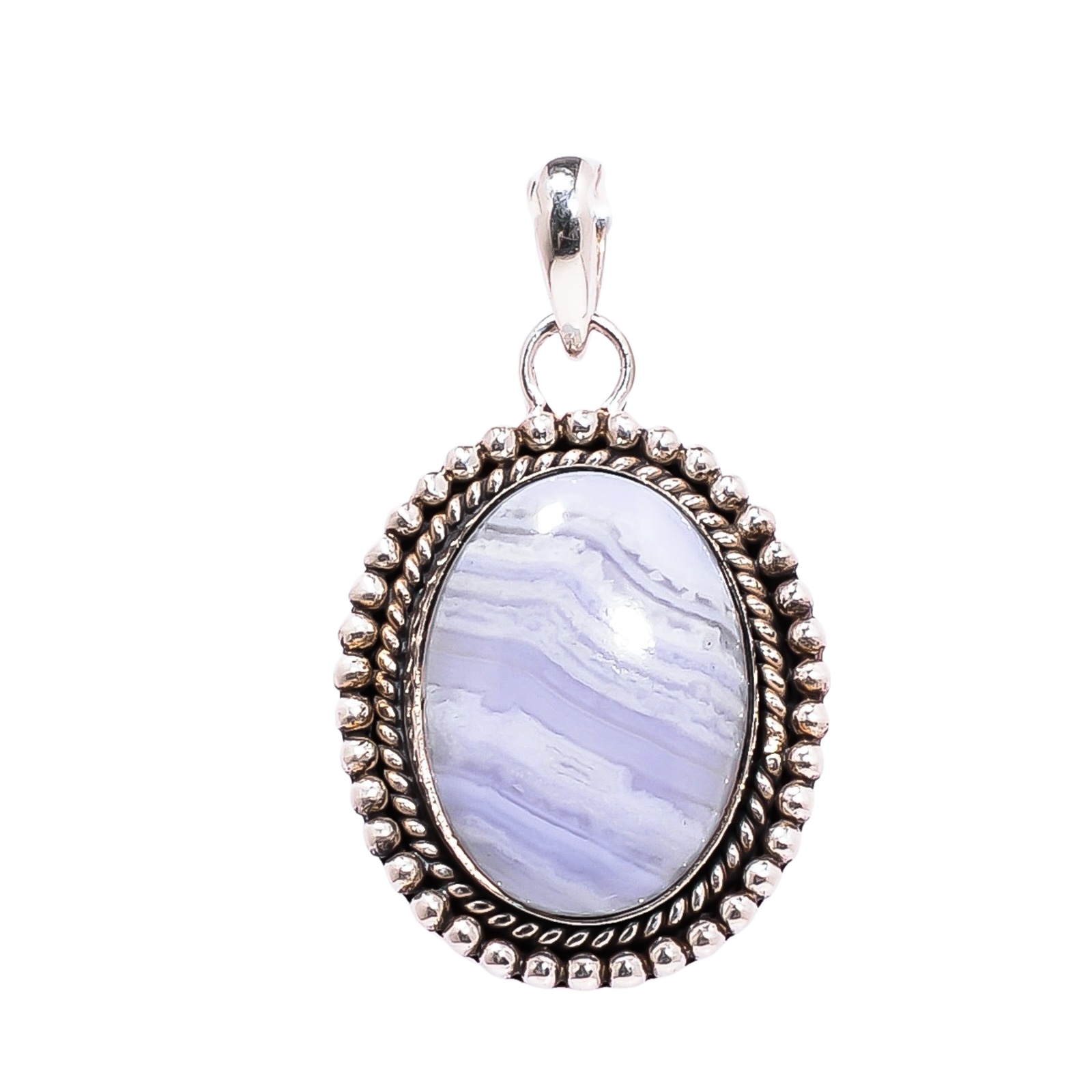 Blue Lace Agate - Namibia 925 Solid Sterling Silver Pendant