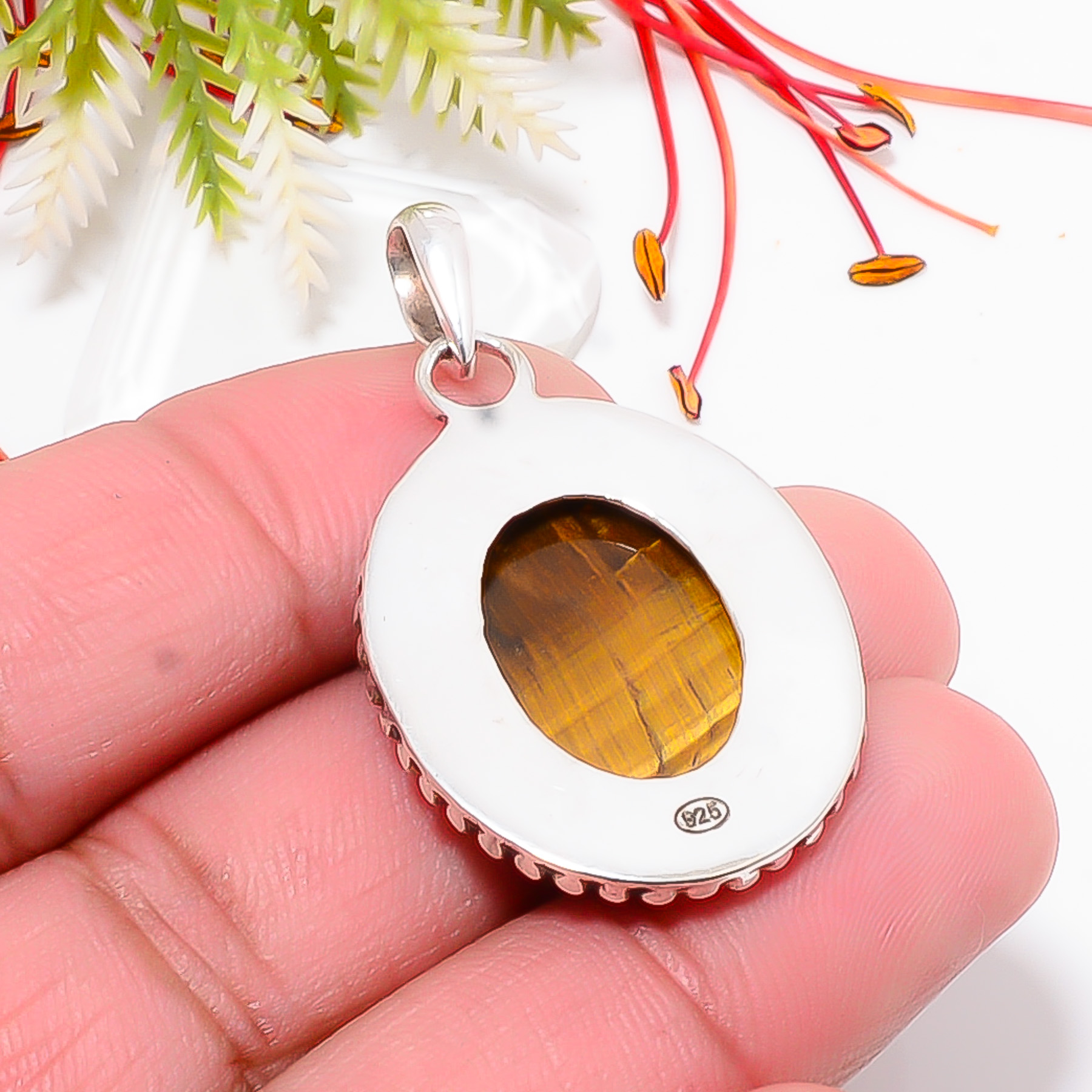 Yellow Tiger Eye - South Africa 925 Solid Sterling Silver Pendant