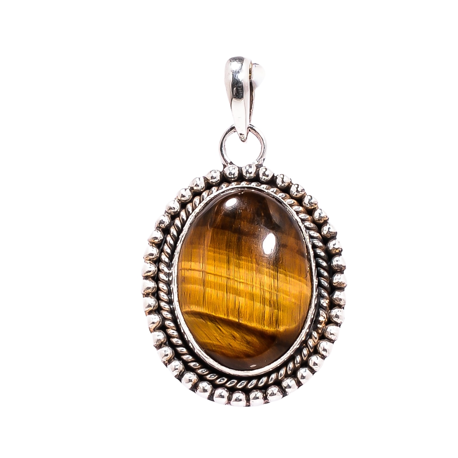 Yellow Tiger Eye - South Africa 925 Solid Sterling Silver Pendant
