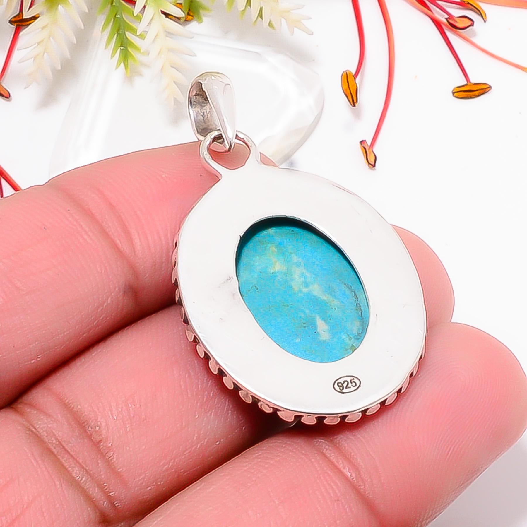 Magnesite Turquoise 925 Solid Sterling Silver Pendant