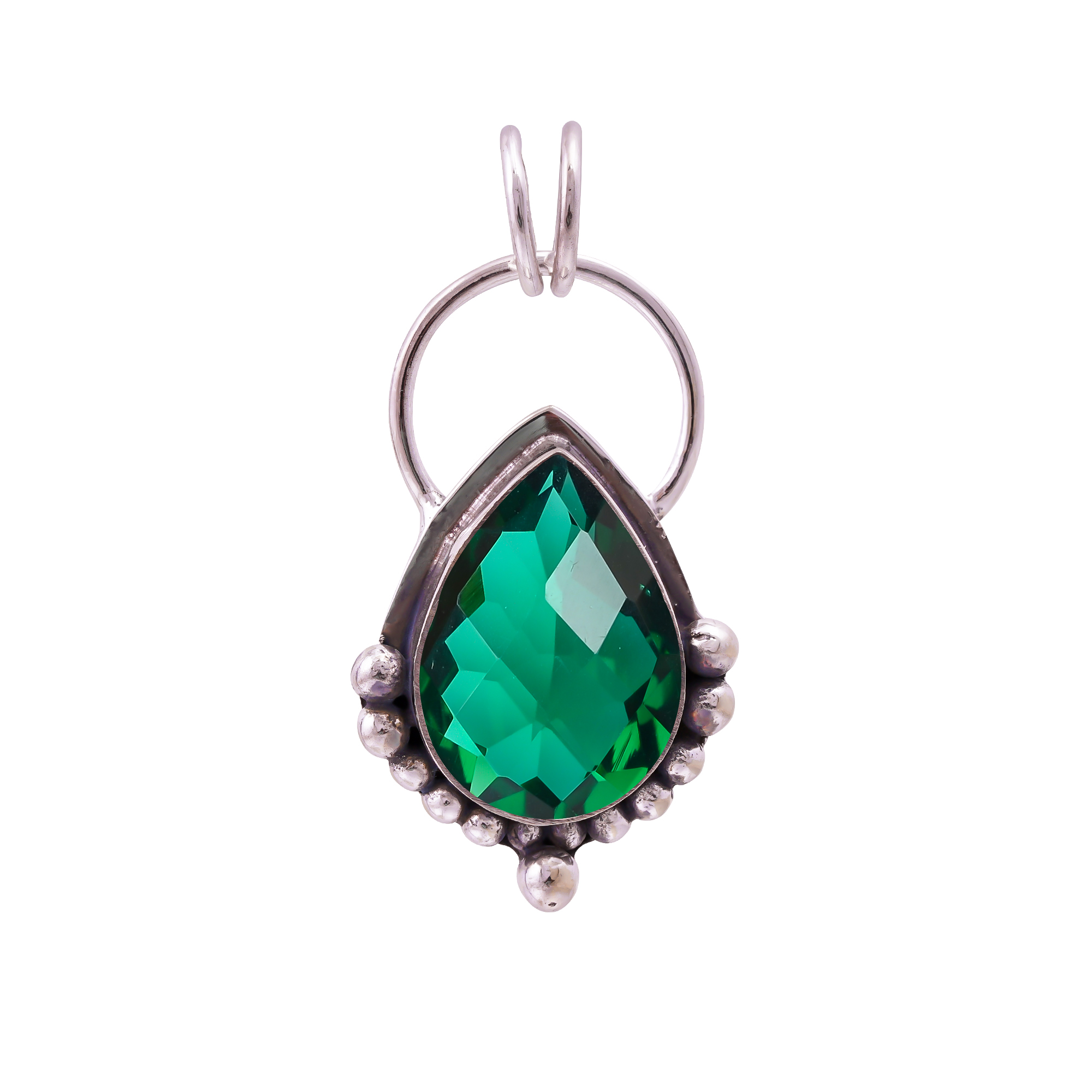 Chrome Diopside - Simulated 925 Solid Sterling Silver Pendant