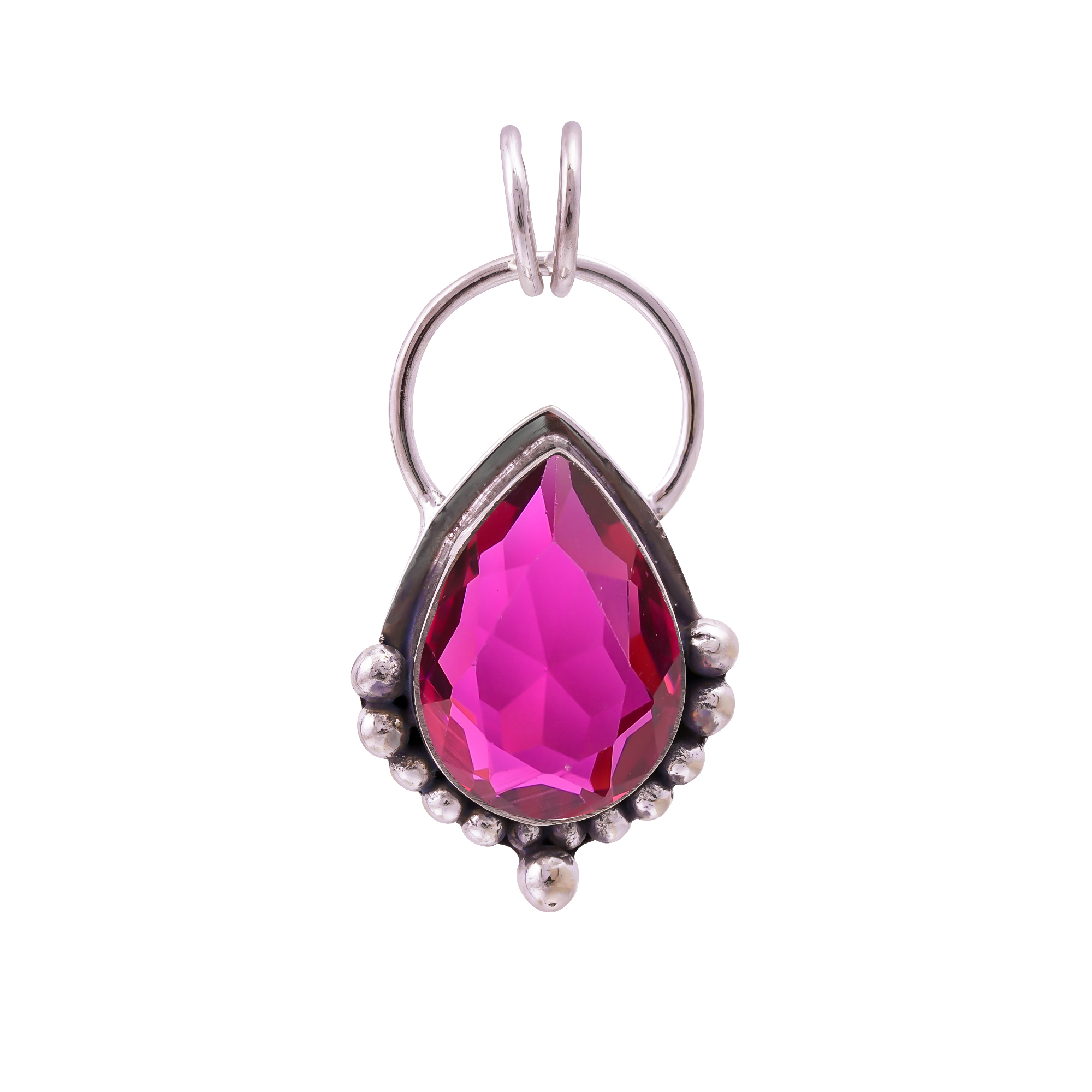Ruby - Simulated 925 Solid Sterling Silver Pendant