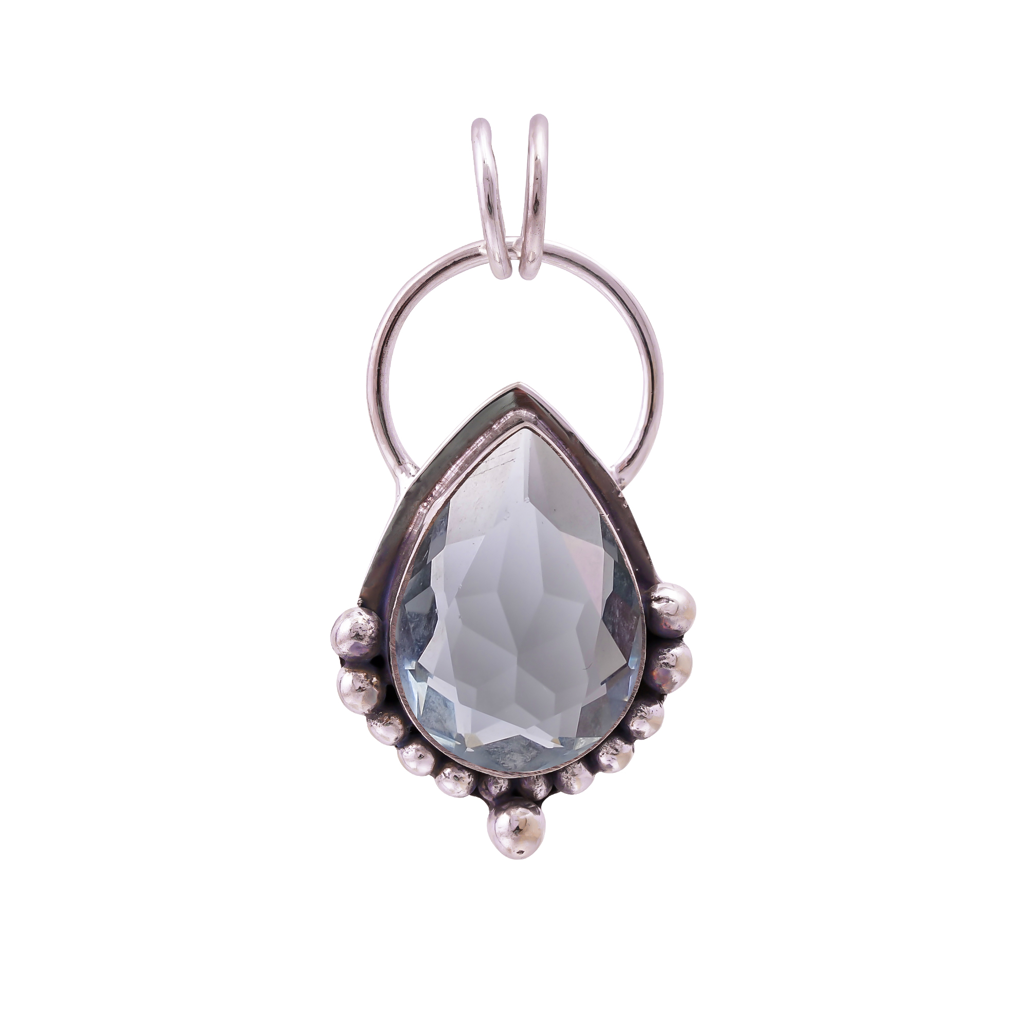 Black Tourmaline - Simulated 925 Solid Sterling Silver Pendant