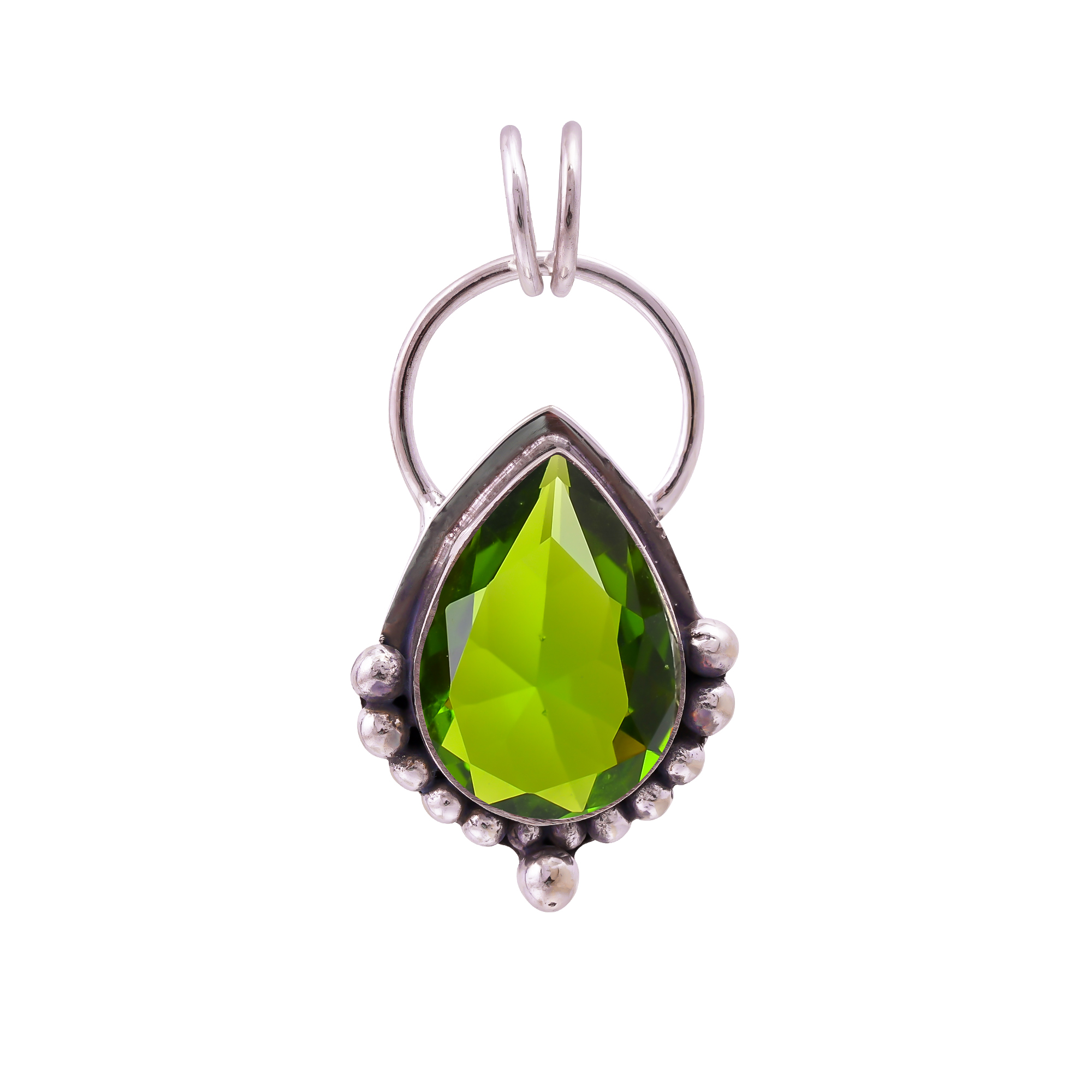 Peridot - Simulated 925 Solid Sterling Silver Pendant