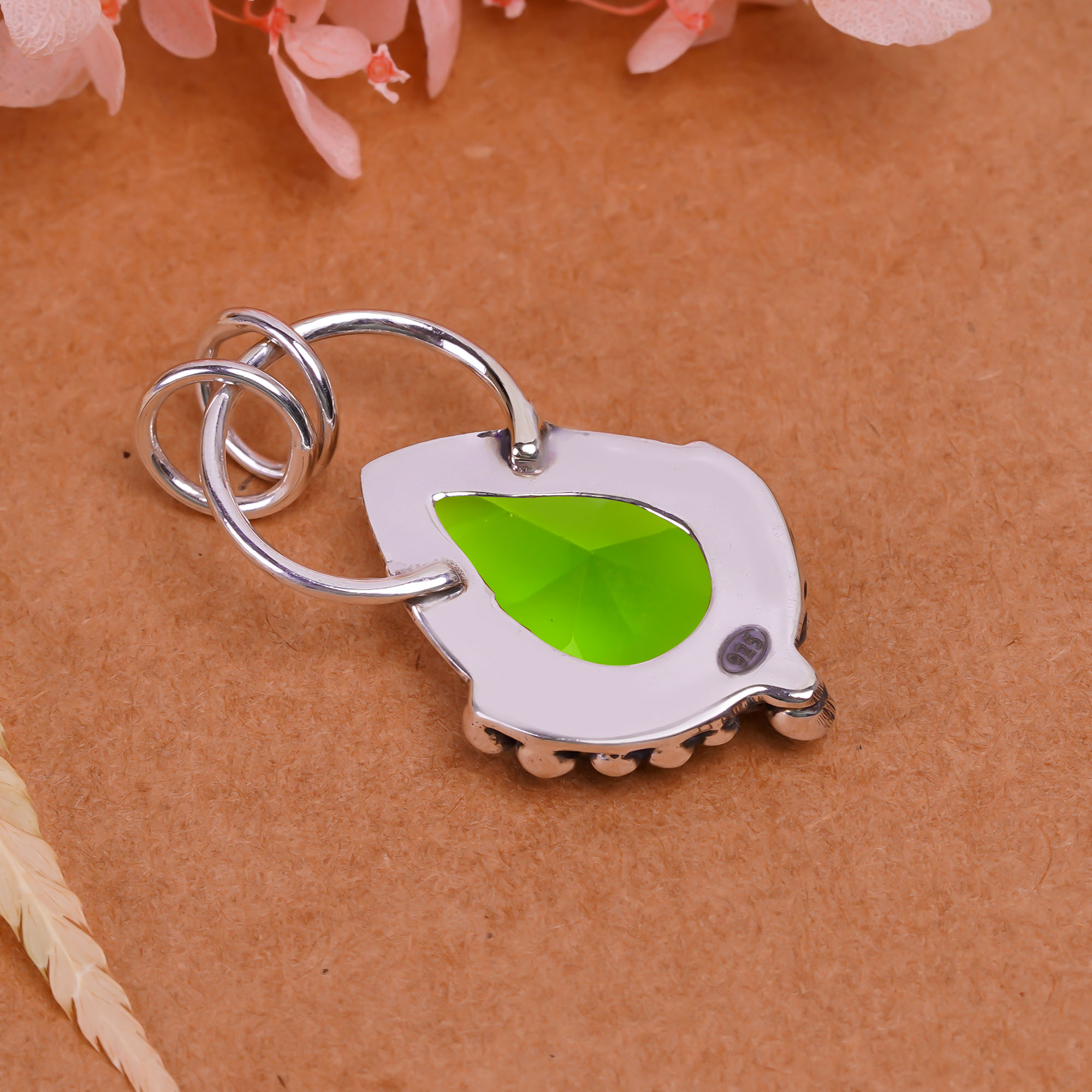 Peridot - Simulated 925 Solid Sterling Silver Pendant