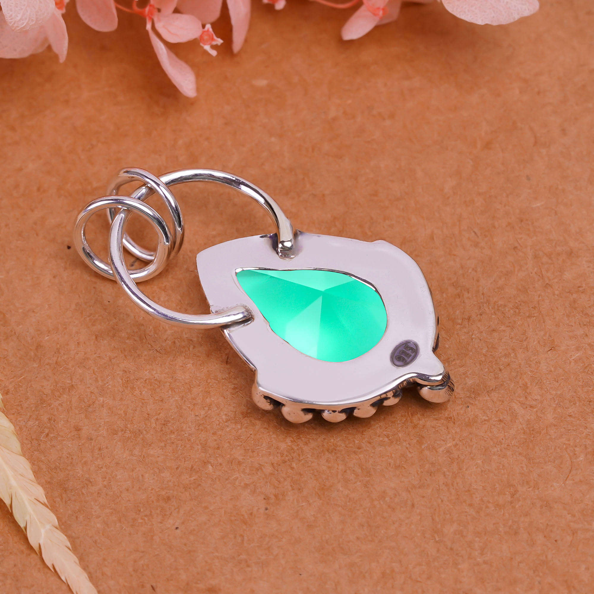 Apatite - Simulated 925 Solid Sterling Silver Pendant