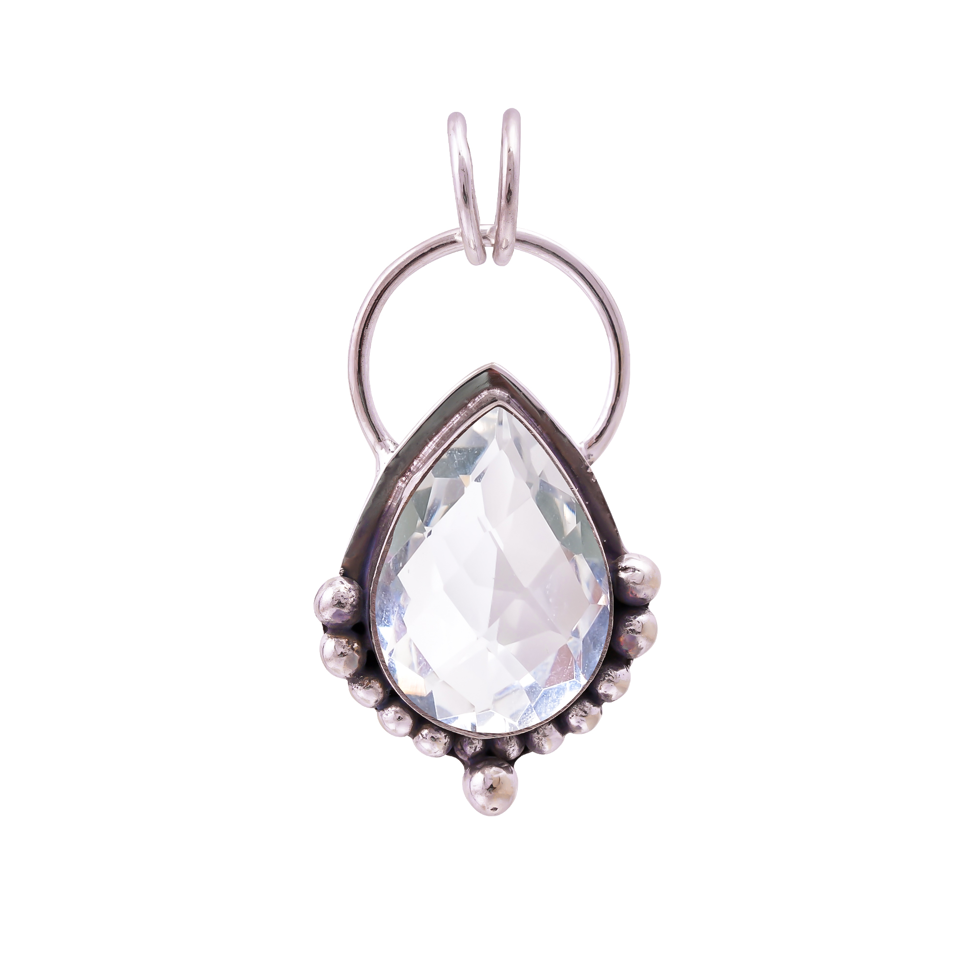 White Topaz - Simulated 925 Solid Sterling Silver Pendant