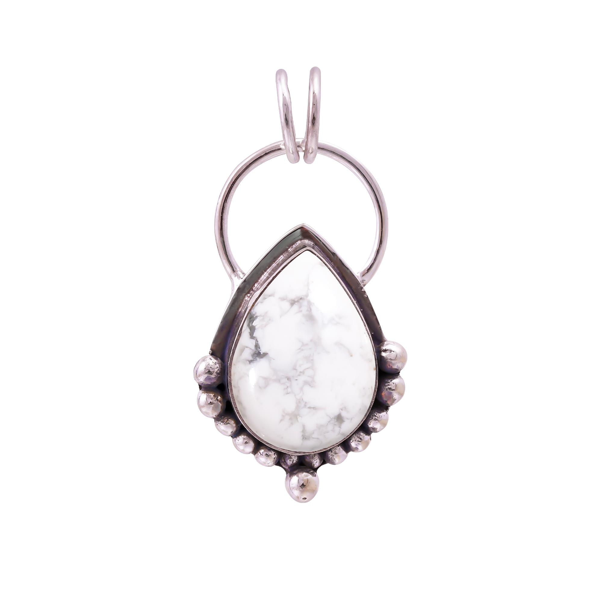 Natural White Howlite - United States 925 Solid Sterling Silver Pendant