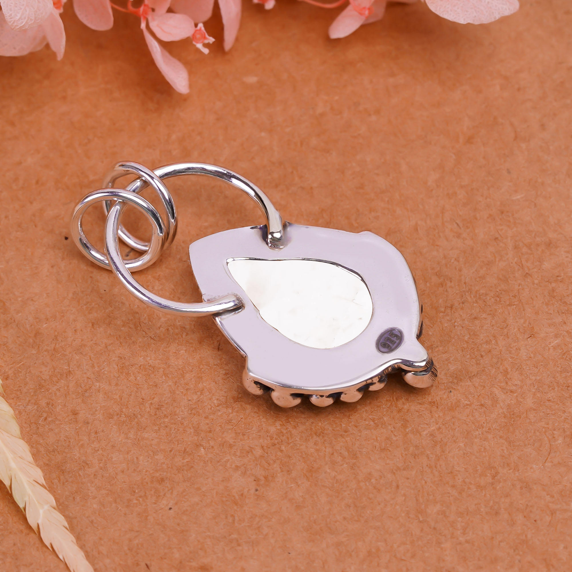 Natural White Howlite - United States 925 Solid Sterling Silver Pendant