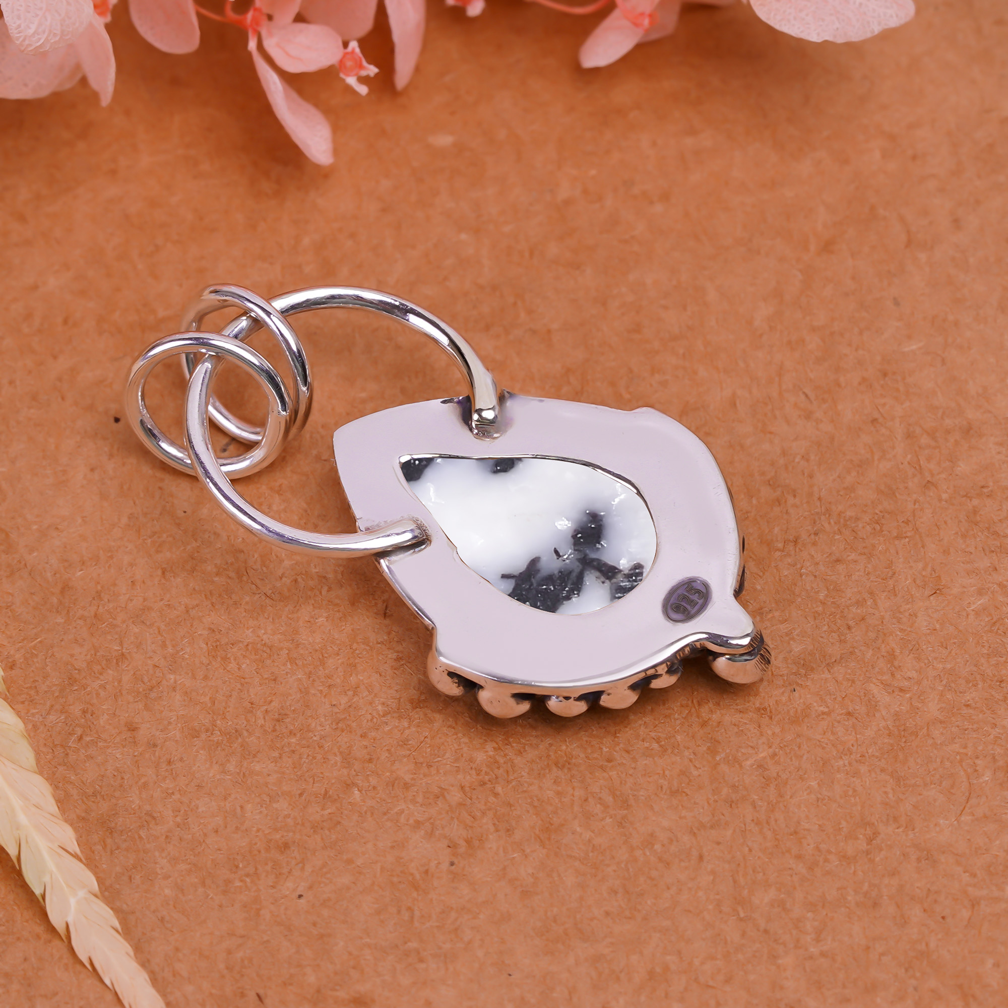White Buffalo Turquoise - Nevada 925 Solid Sterling Silver Pendant