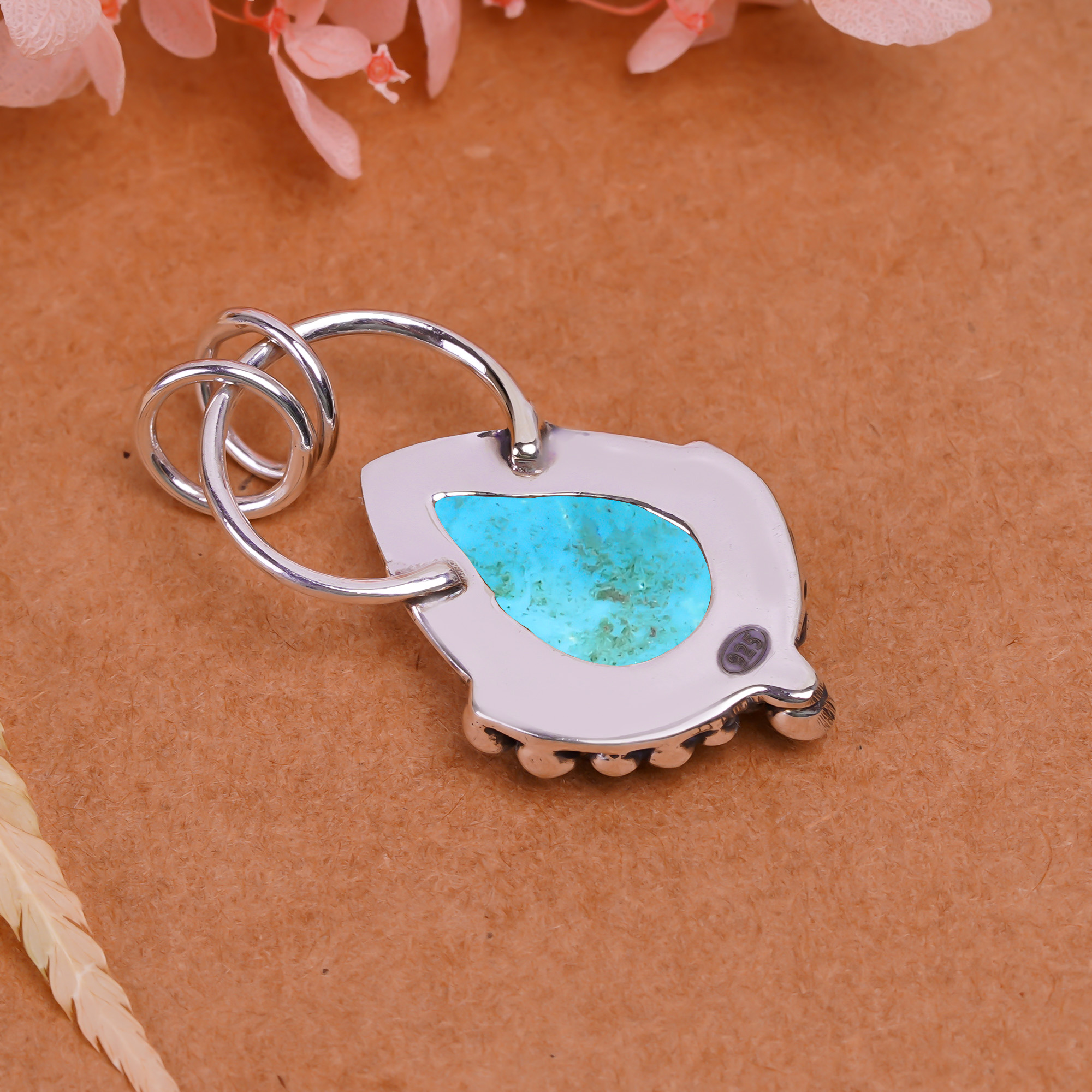 Magnesite Turquoise 925 Solid Sterling Silver Pendant