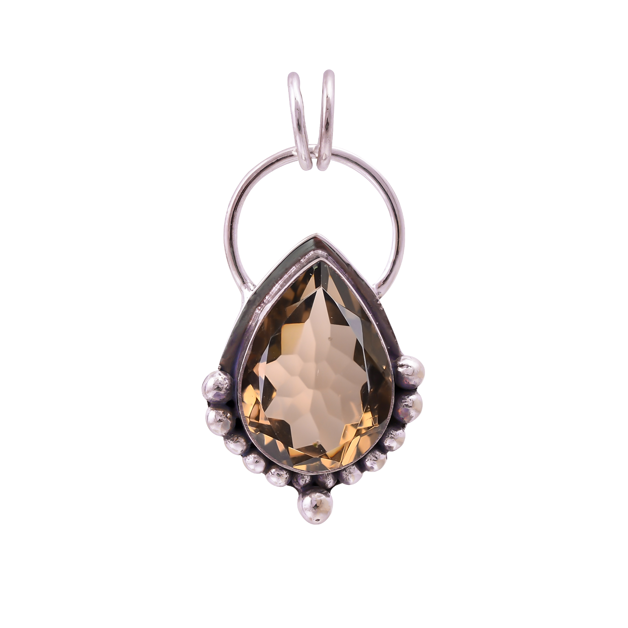 Smokey - Simulated 925 Solid Sterling Silver Pendant