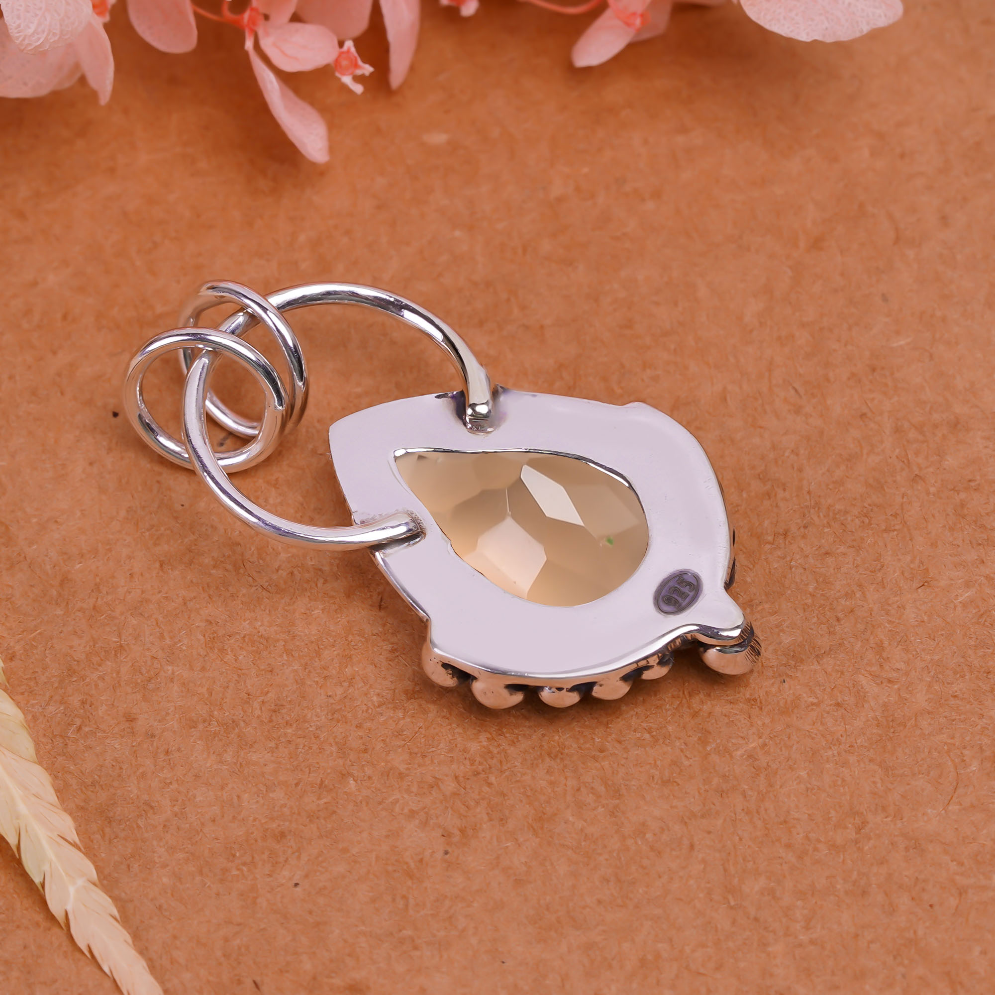 Smokey - Simulated 925 Solid Sterling Silver Pendant