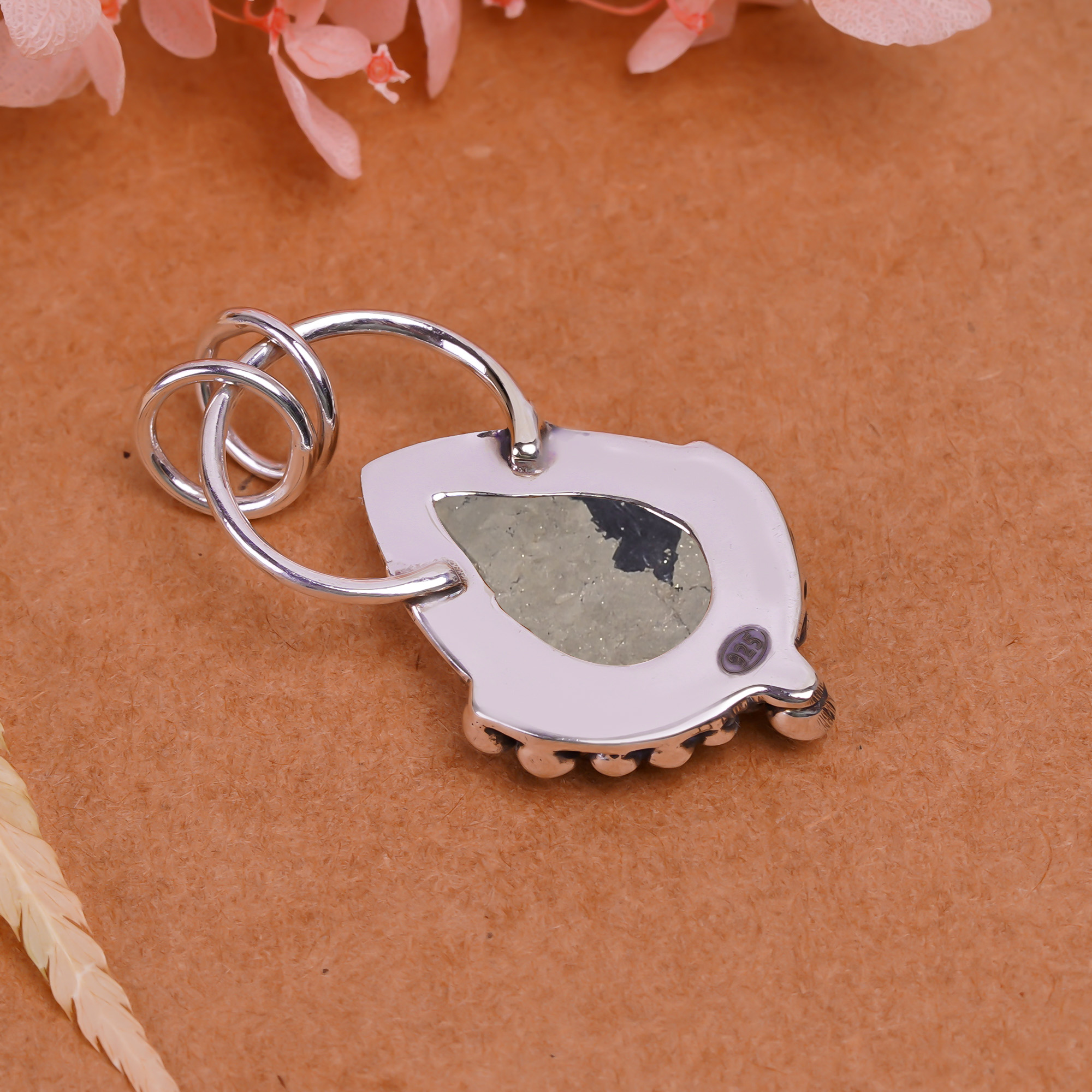 Healer'S Gold Pyrite In Magnetite 925 Solid Sterling Silver Pendant