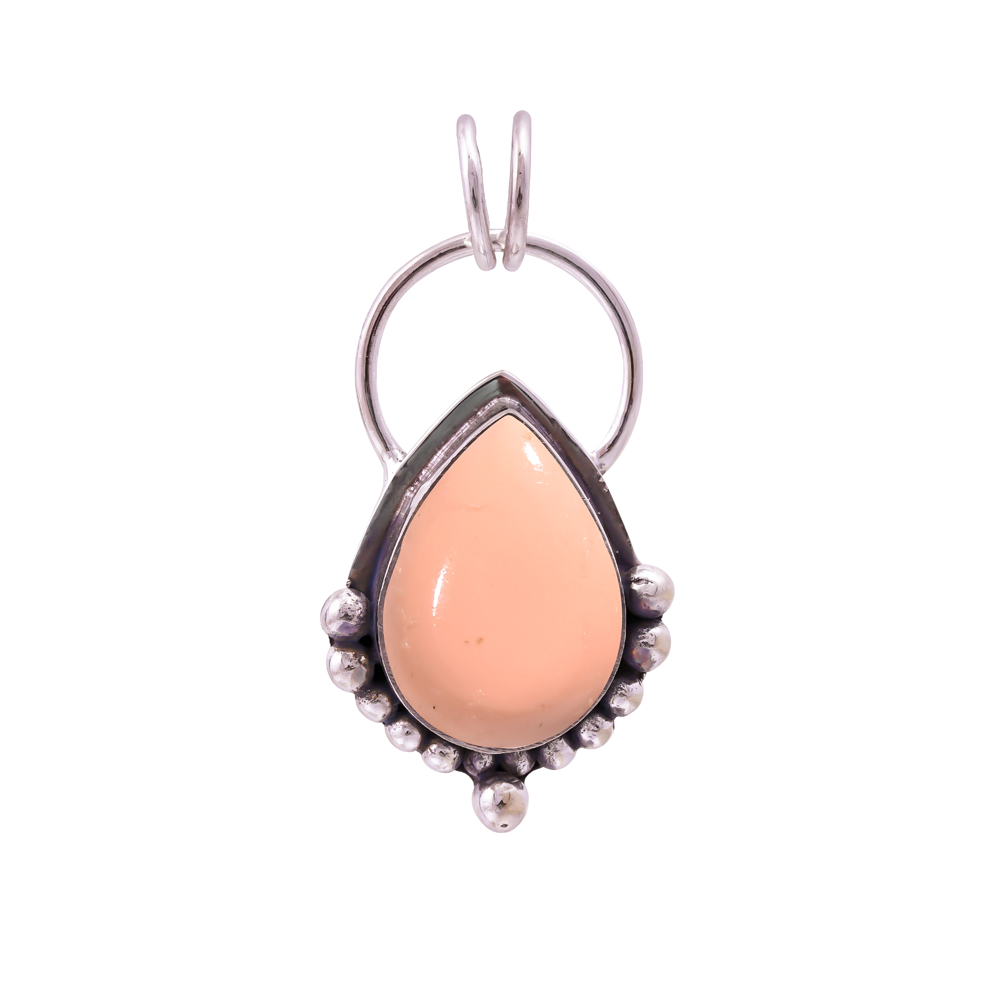 Pink Opal - Simulated   925 Solid Sterling Silver Pendant