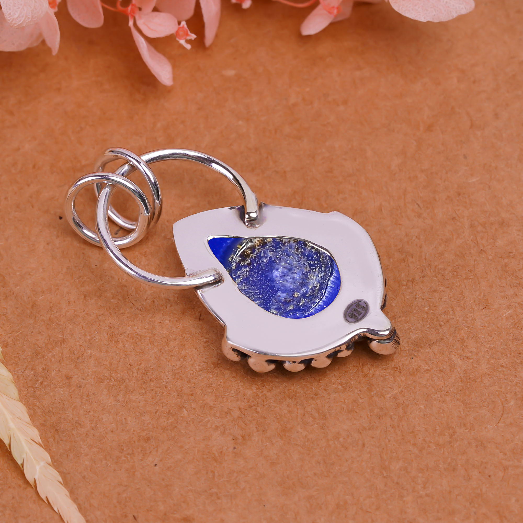 Lapis Lazuli - Simulated 925 Solid Sterling Silver Pendant