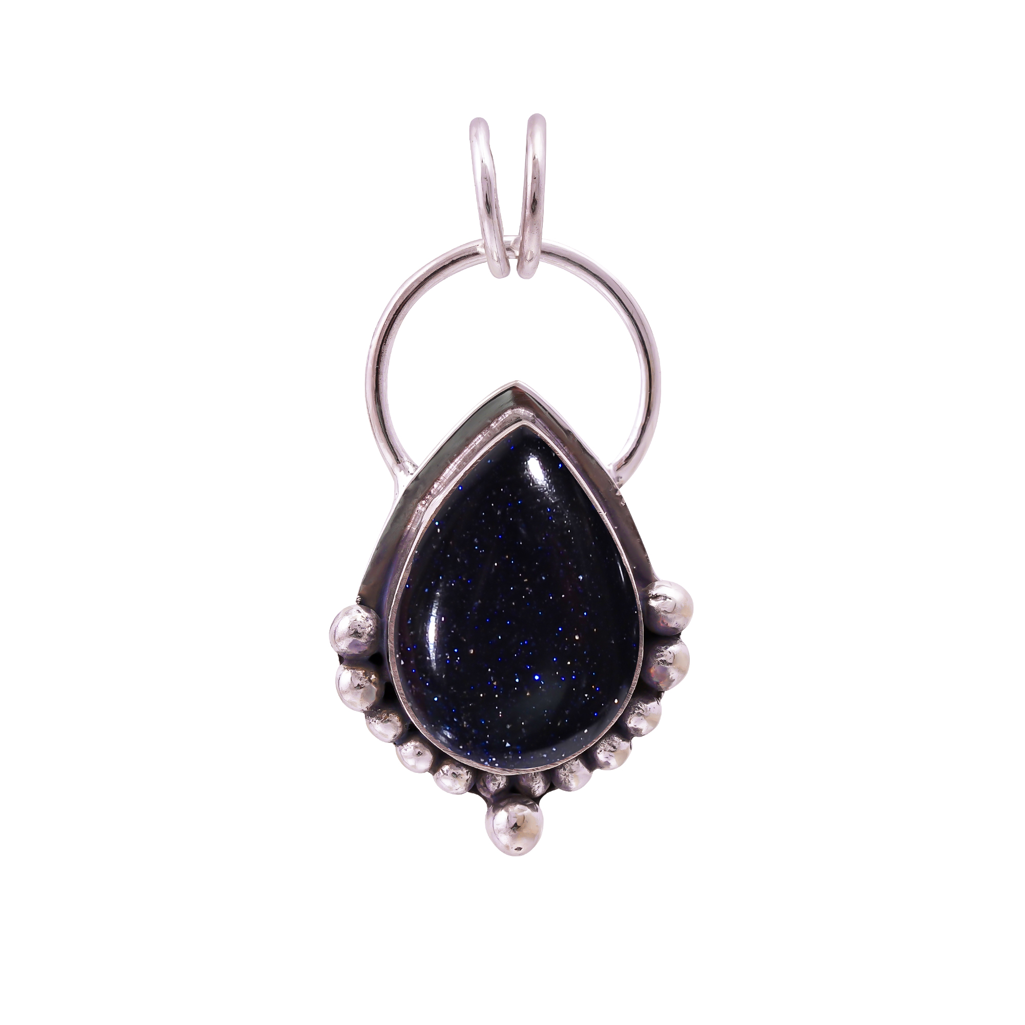 Blue Sunstone - Simulated 925 Solid Sterling Silver Pendant