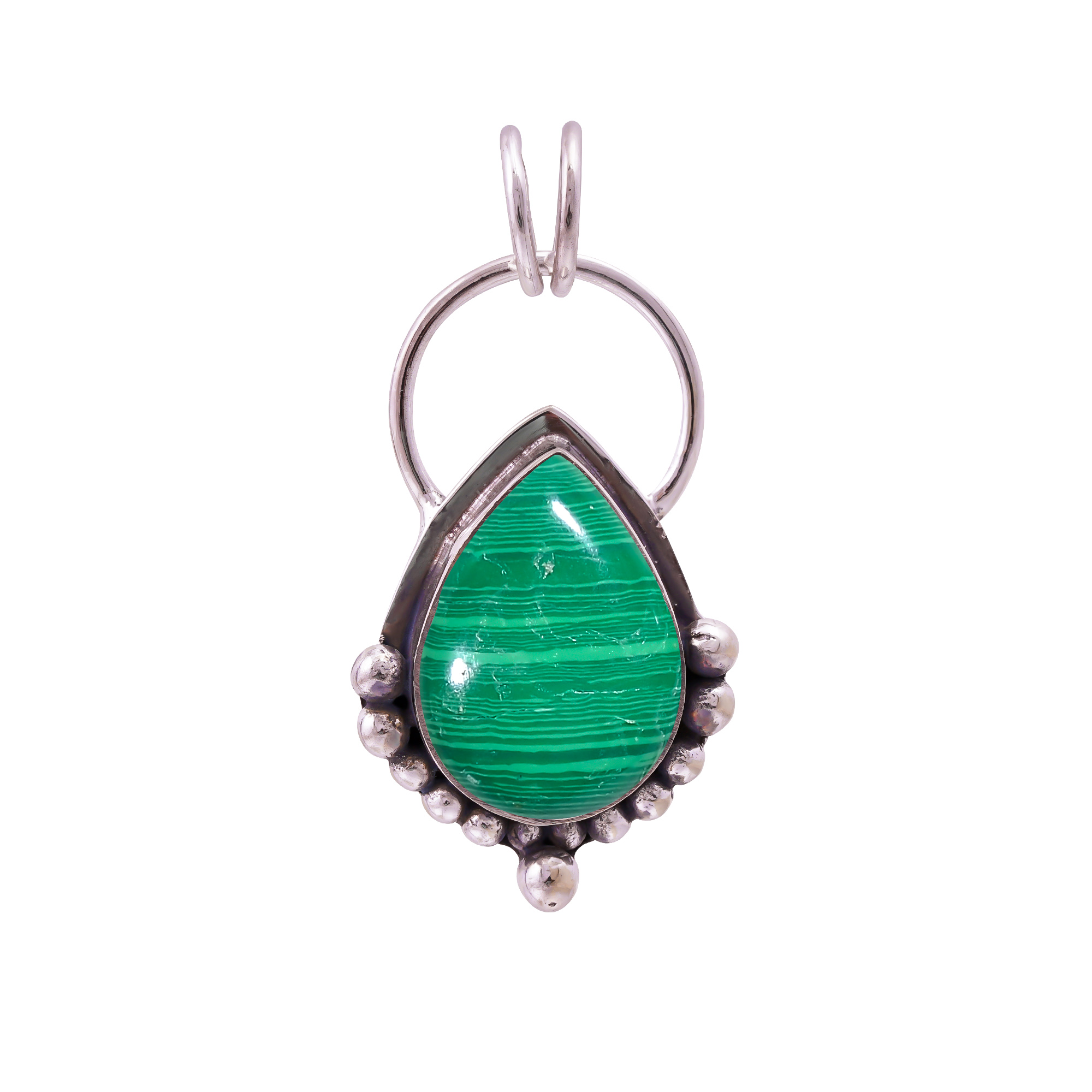 Malachite - Simulated 925 Solid Sterling Silver Pendant