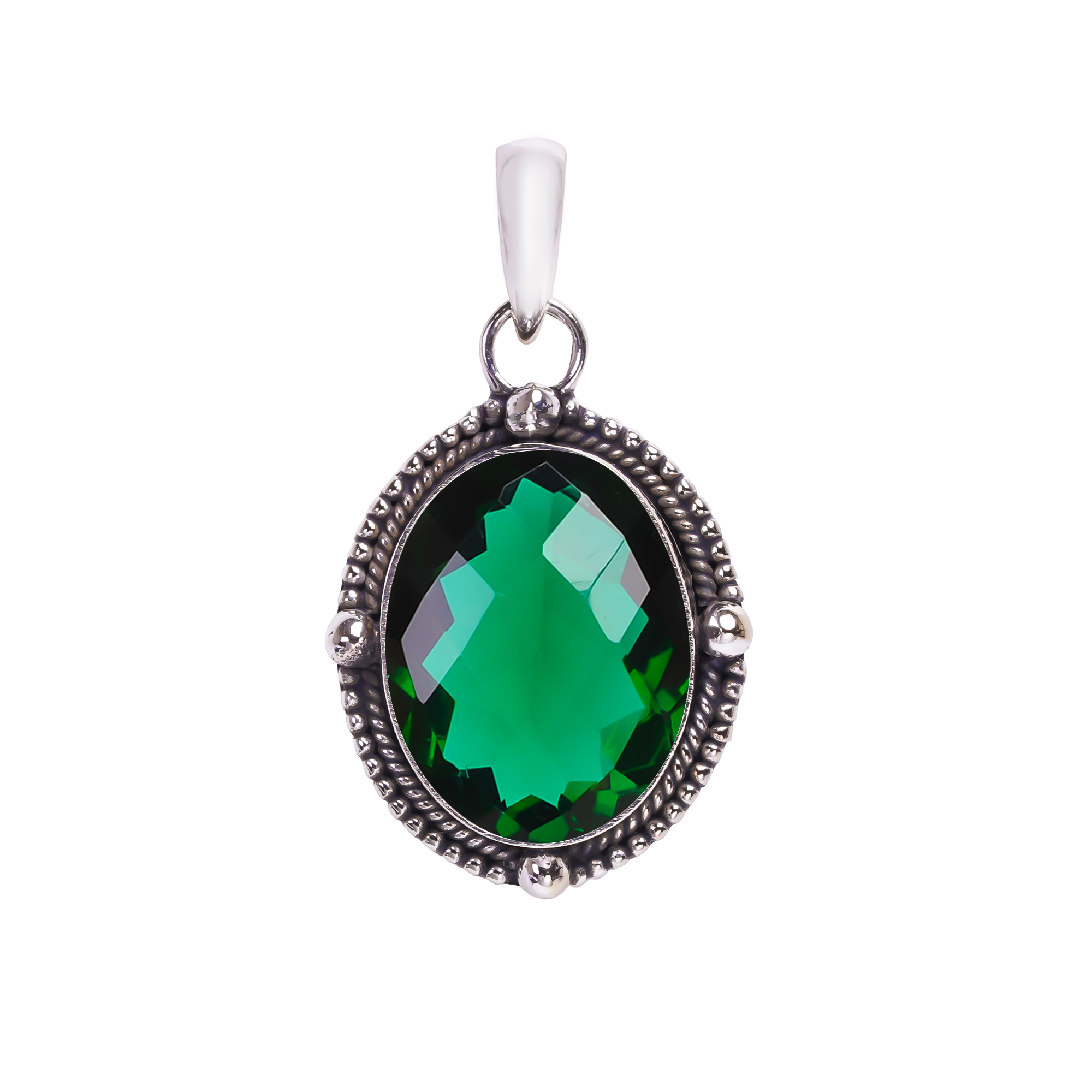Chrome Diopside - Simulated 925 Solid Sterling Silver Pendant