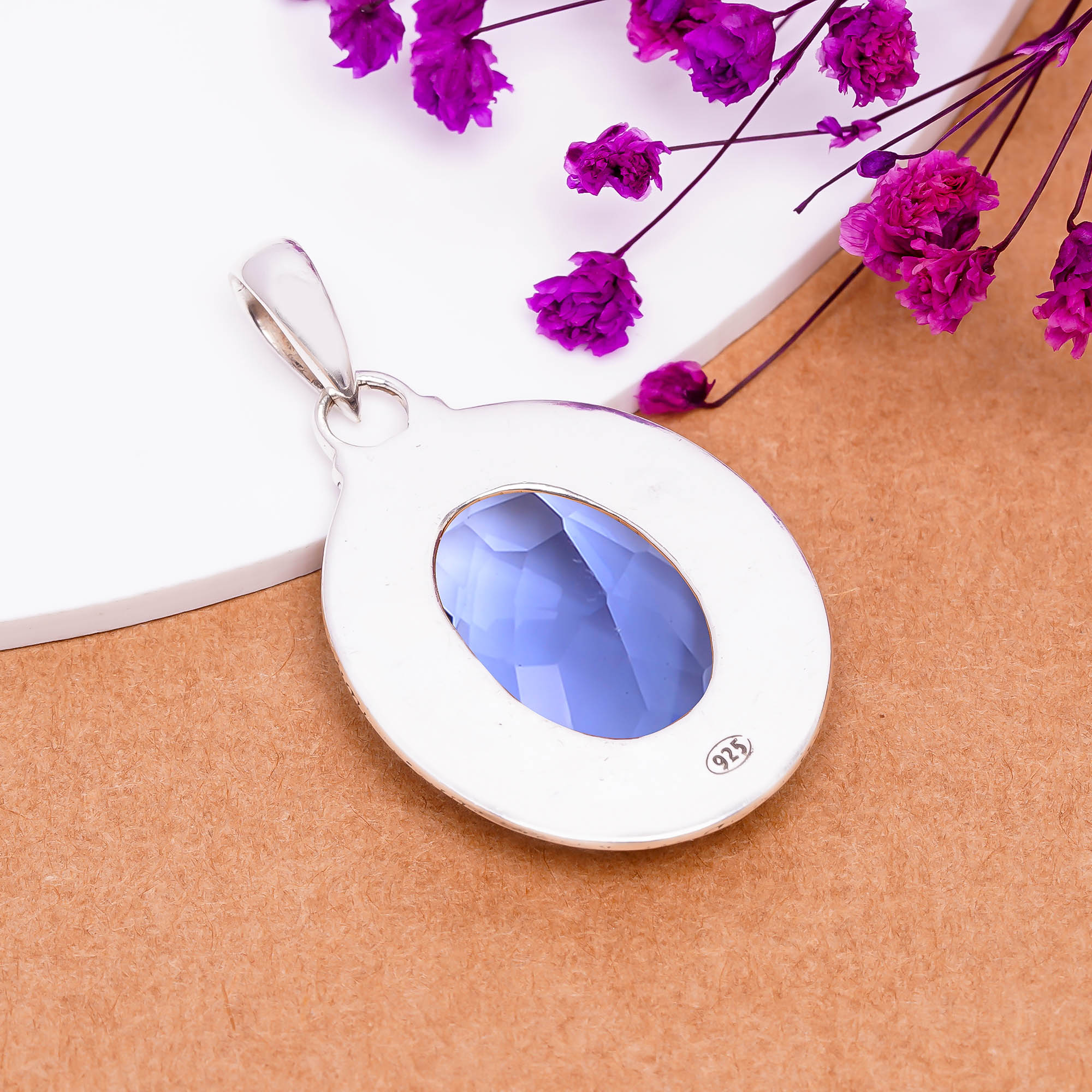 Iolite - Simulated 925 Solid Sterling Silver Pendant